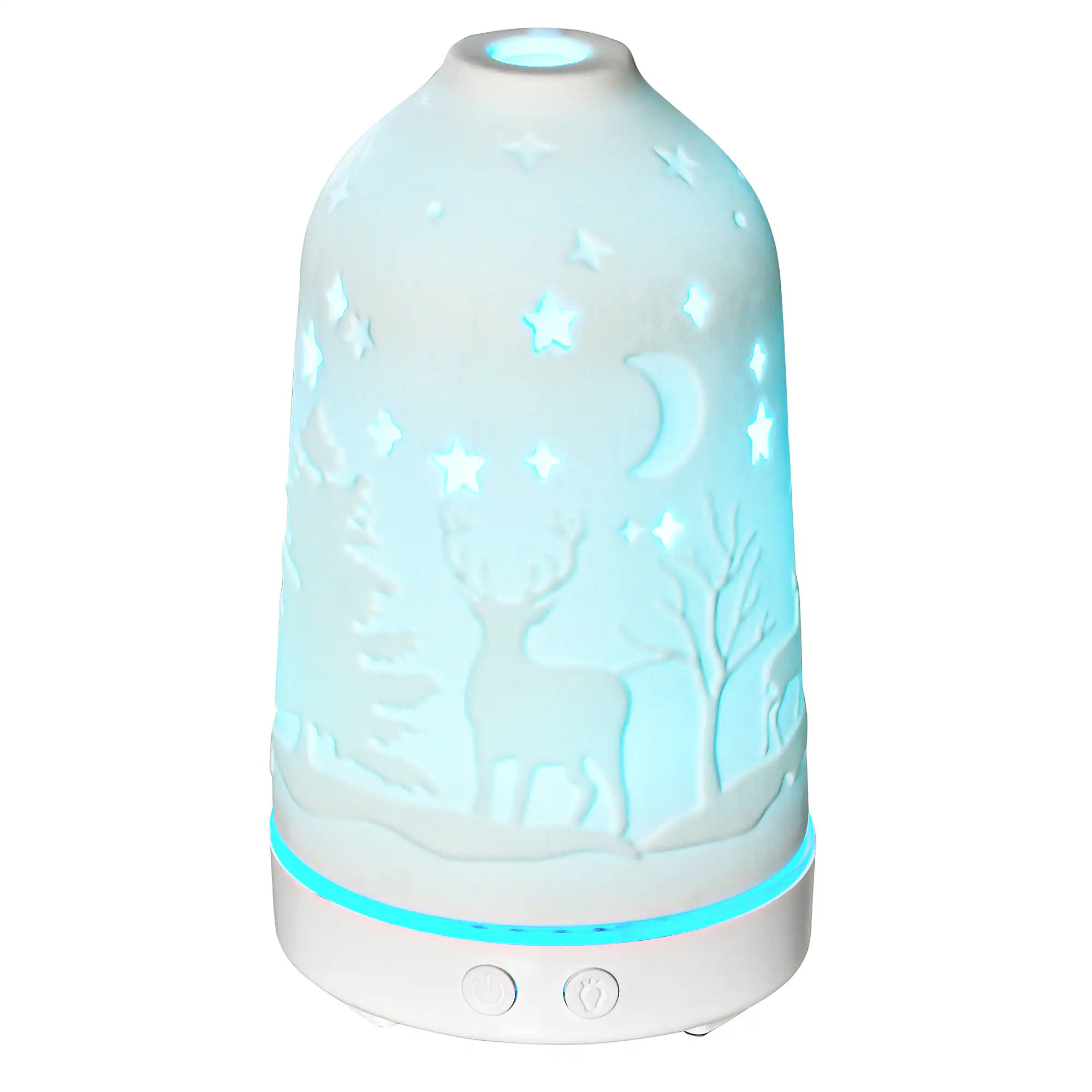 Homcom - 100ml Ultrasonic Aromatherapy Diffuser, Essential Oils Humidifier with Ceramic Cover, 7 Colors LED Lights, Timer, Water - White