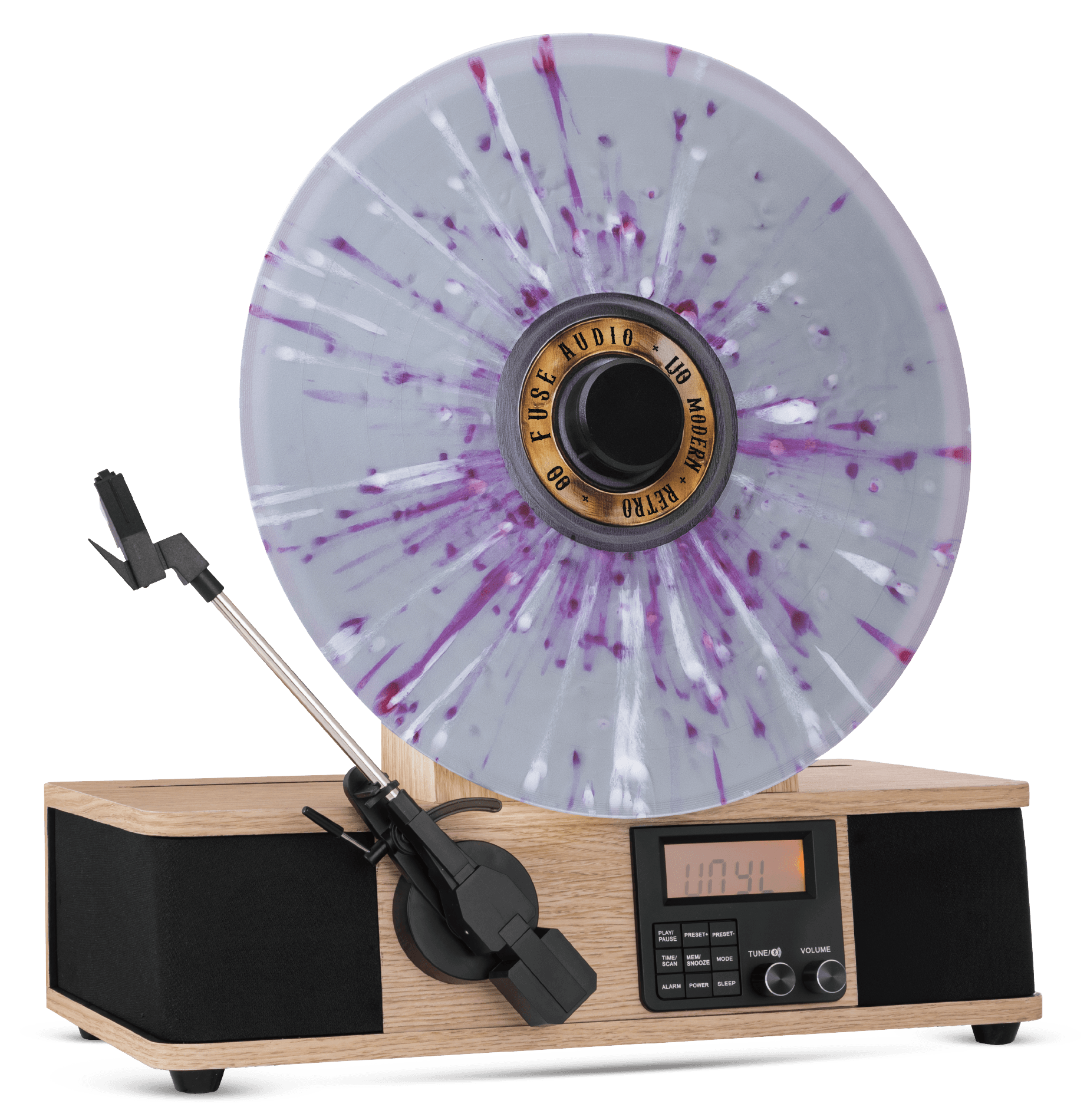 Fuse Audio - Fuse WRAP Vertical Vinyl Record Player Turntable with Bluetooth In/Out and FM Radio - Bamboo Wood