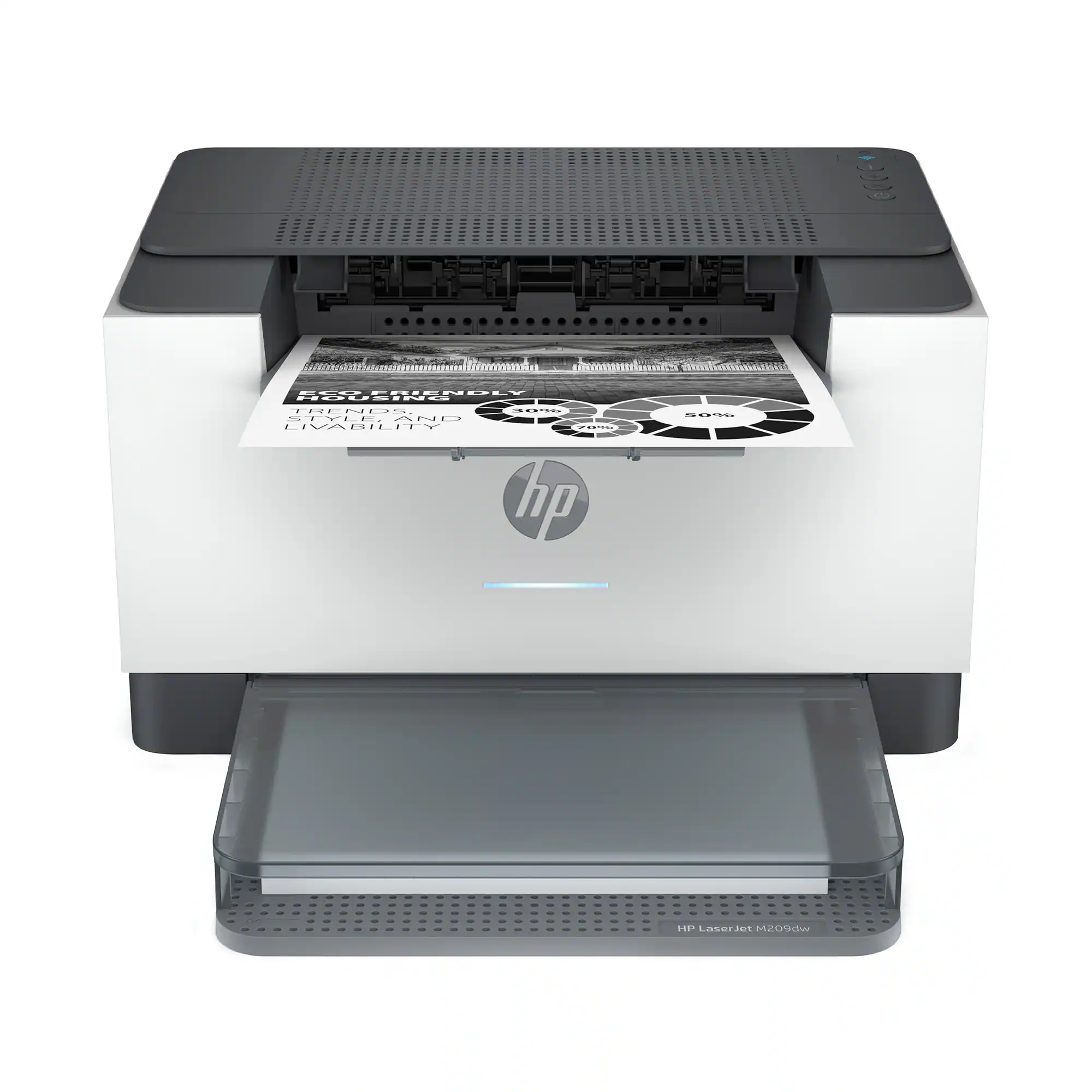 HP - LaserJet M209dw Wireless AI-Enabled Black-and-White Laser Printer - White & Slate