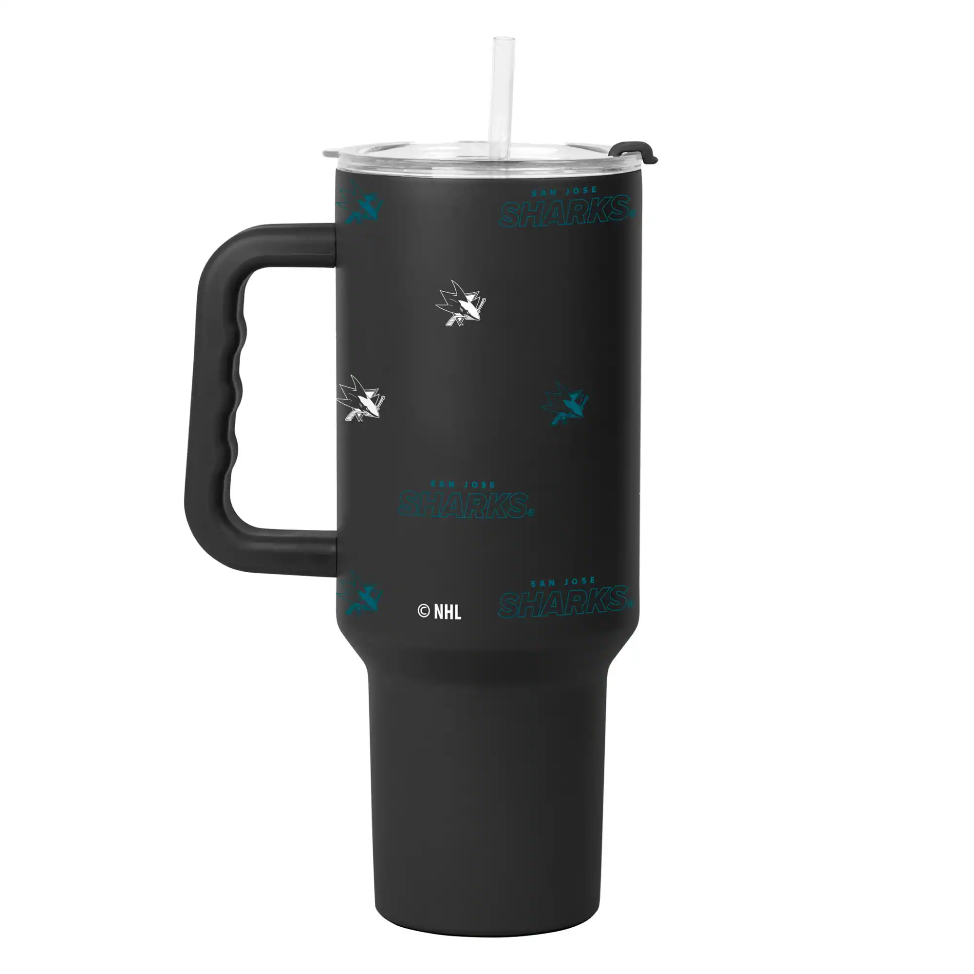 Logo Brands - San Jose Sharks 40oz. Step and Repeat Powder Coat Tumbler - Black