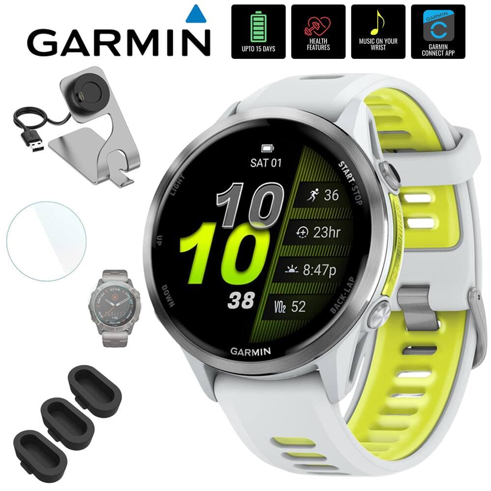 Garmin - Forerunner 970 GPS Smartwatch, Titanium + Accessories Bundle - Titanium with Whitestone Case - (2025)