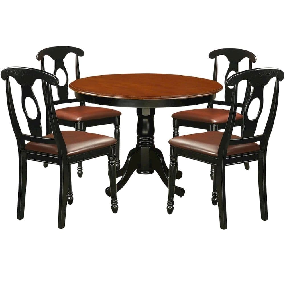 FurniFact - 5 Piece Dining Furniture Set - Black