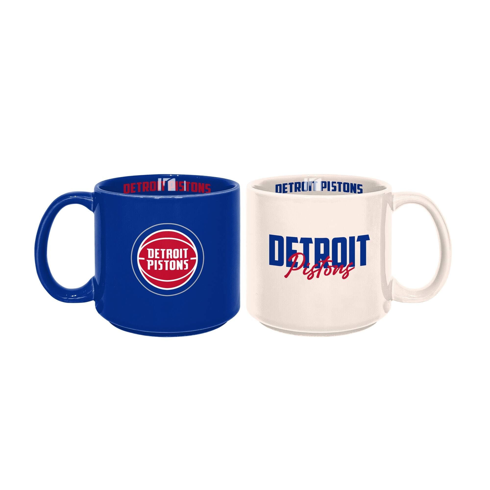 Logo Brands - Detroit Pistons 2-Pack 15oz. Stackable Mug Set - Multicolor