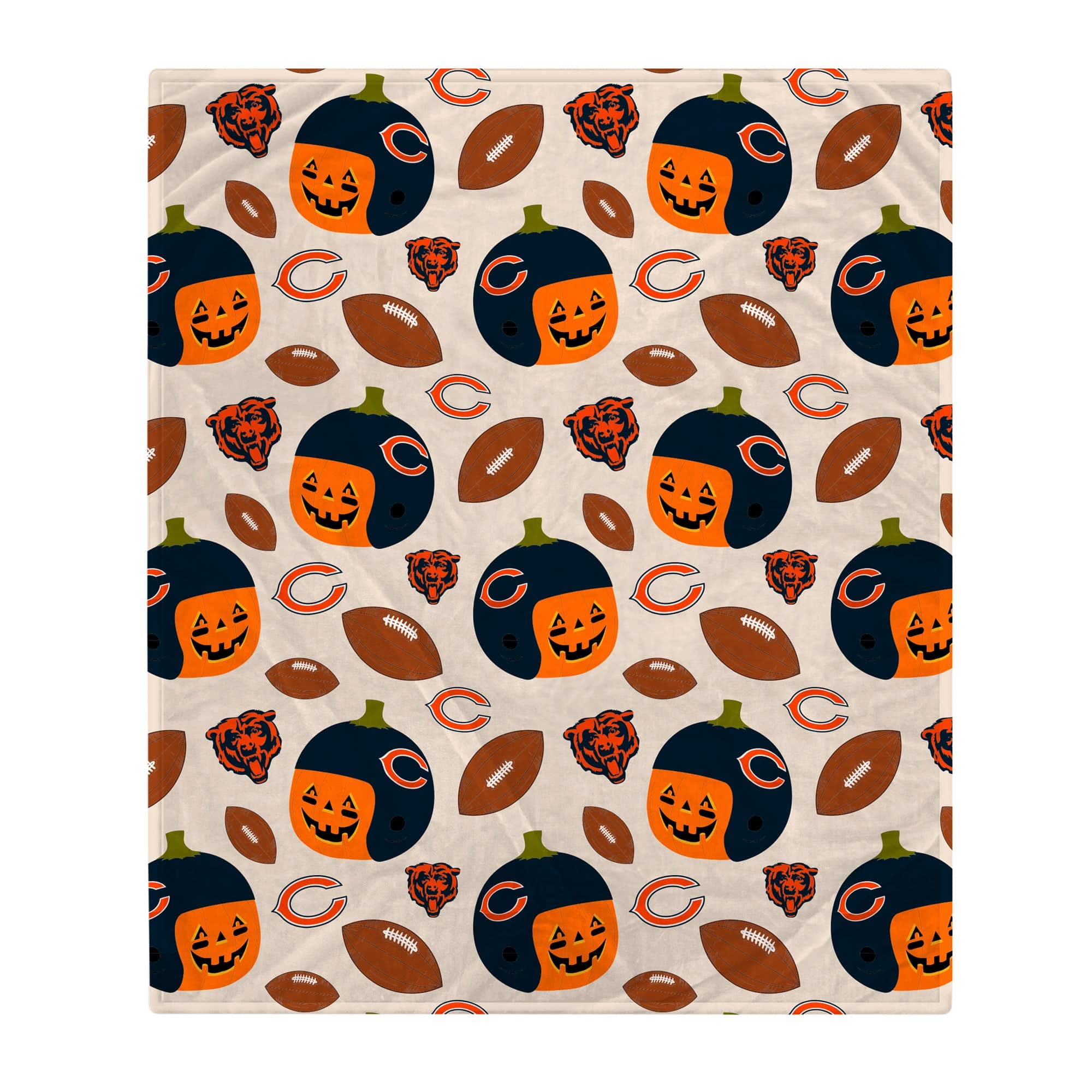 Pegasus - Chicago Bears 60" x 70" Pumpkin Helmet Corral Fleece Blanket - Multicolor