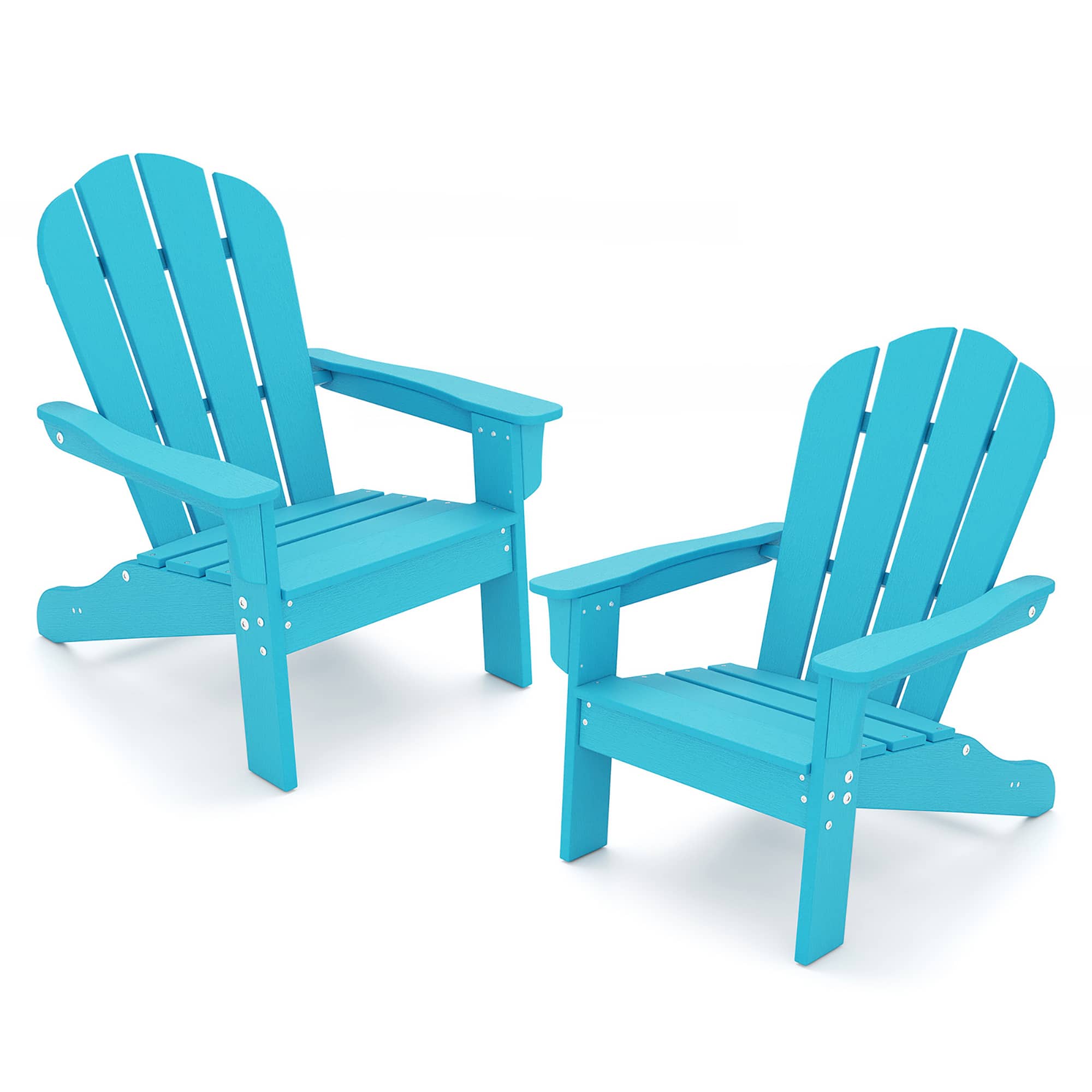 Gymax - 2PCS Kid's Adirondack Chair All-Weather HDPE Toddler Lawn Chair w/ Ergonomic Design - Turquoise