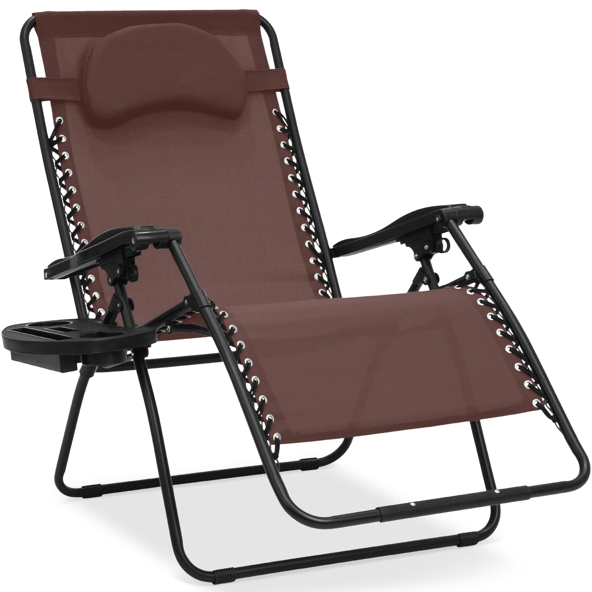 Best Choice Products - Oversized Zero Gravity Chair, Folding Outdoor Patio Recliner w/ Cup Holder - Brown