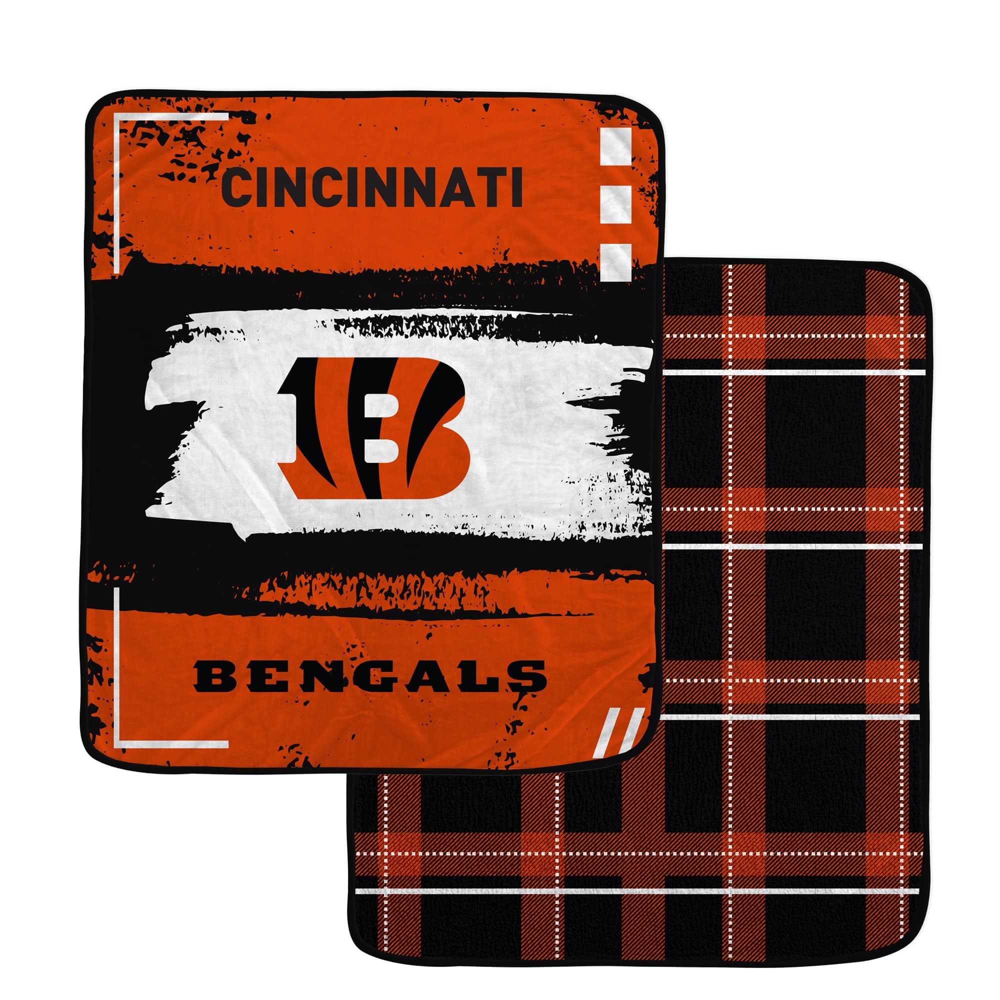 Pegasus - Cincinnati Bengals 60- x 70- Distressed Plaid Blanket - Multicolor