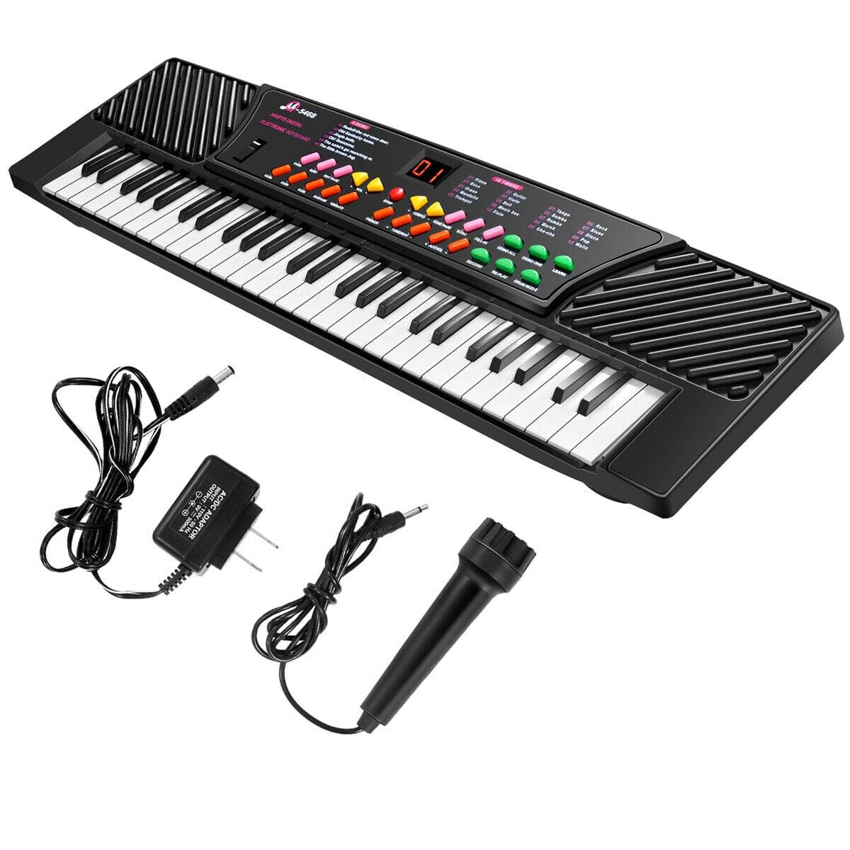 Costway - Teclado Electrónico de Música de 54 Teclas Piano Organ para Niños con Micrófono y Adaptador - Negro