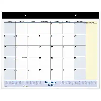 AT-A-GLANCE - 2026 QuickNotes 21.75" x 17" Monthly Desk Pad Calendar - Multicolor