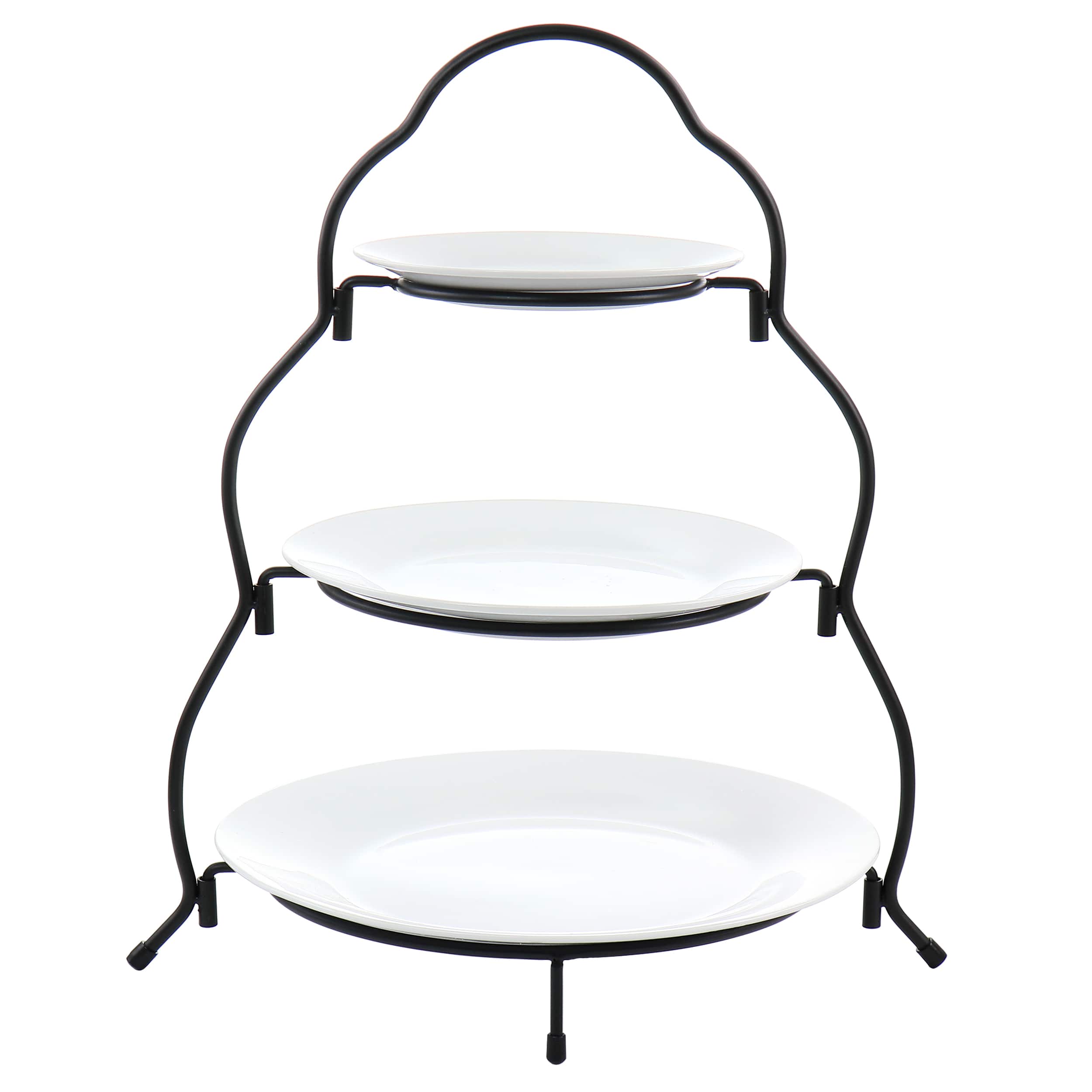 Elama - 3 Tier Round Plate Porcelain Serveware Set - White