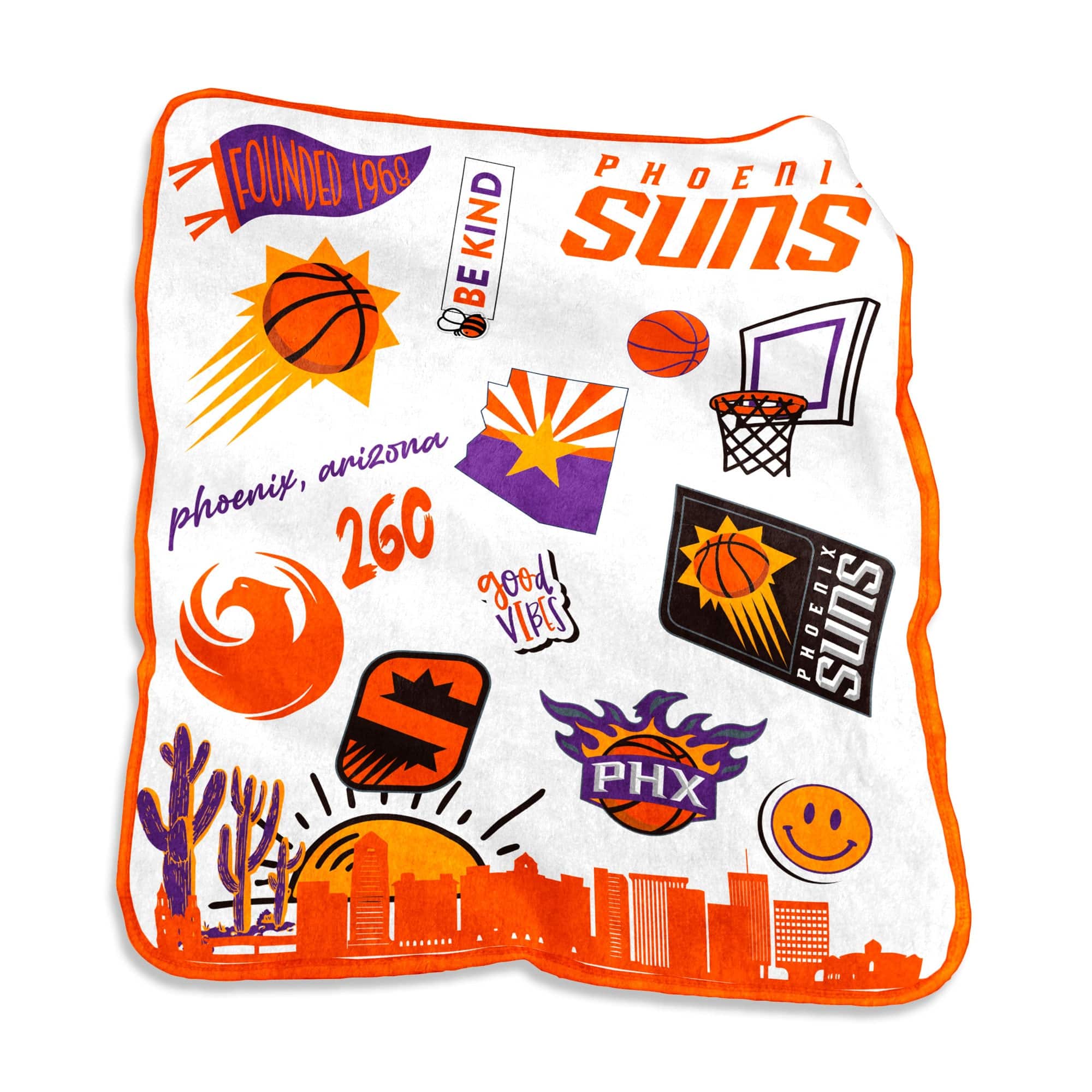 Logo Brands - Phoenix Suns 50'' x 60'' Native Raschel Plush Throw Blanket - Multicolor