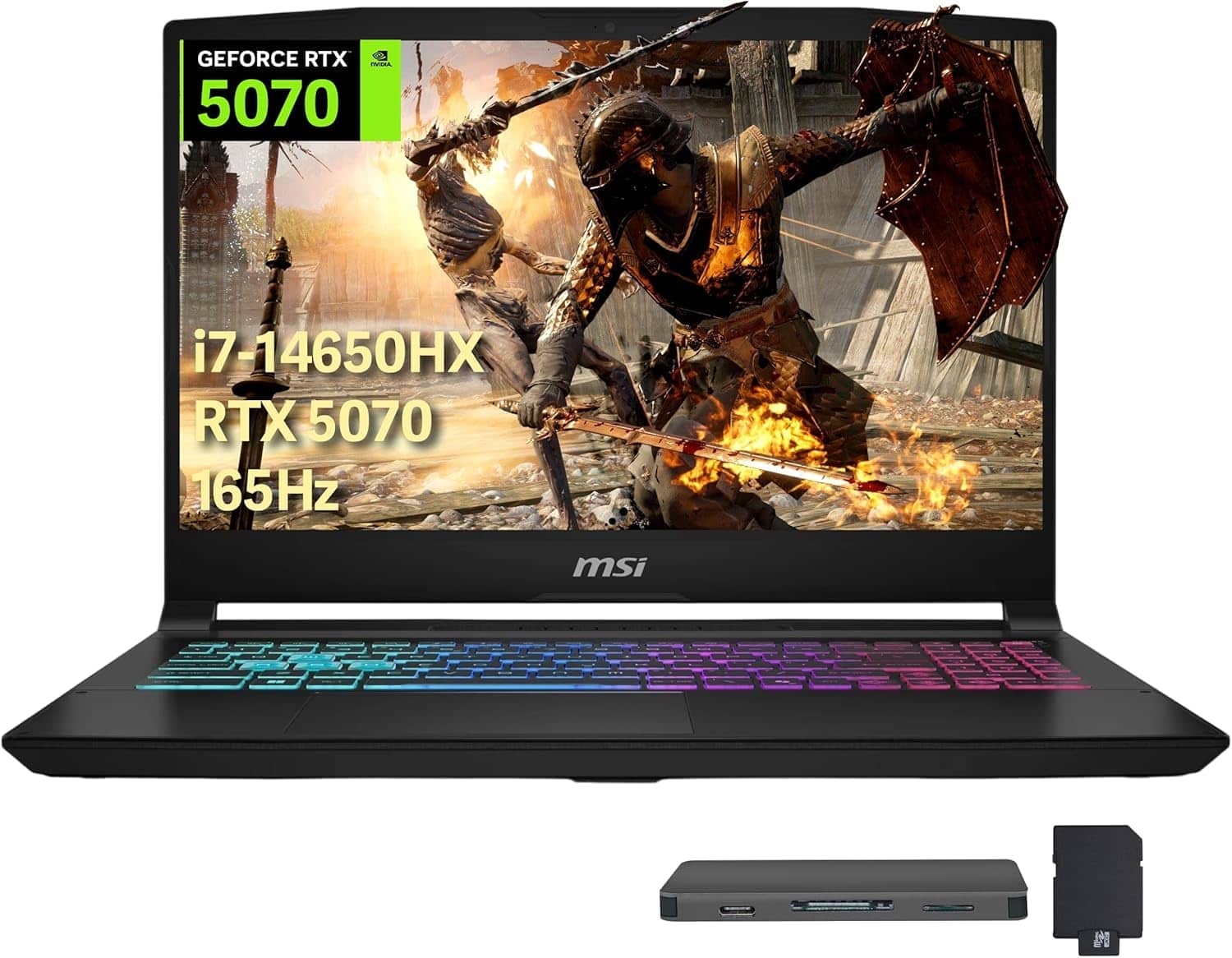 MSI - Katana 15.6" Gaming Laptop, Intel i7-14650HX,GeForce RTX 5070 8GB GDDR7,64GB DDR5,2TB SSD,Win 11,512GB Docking Station - Black