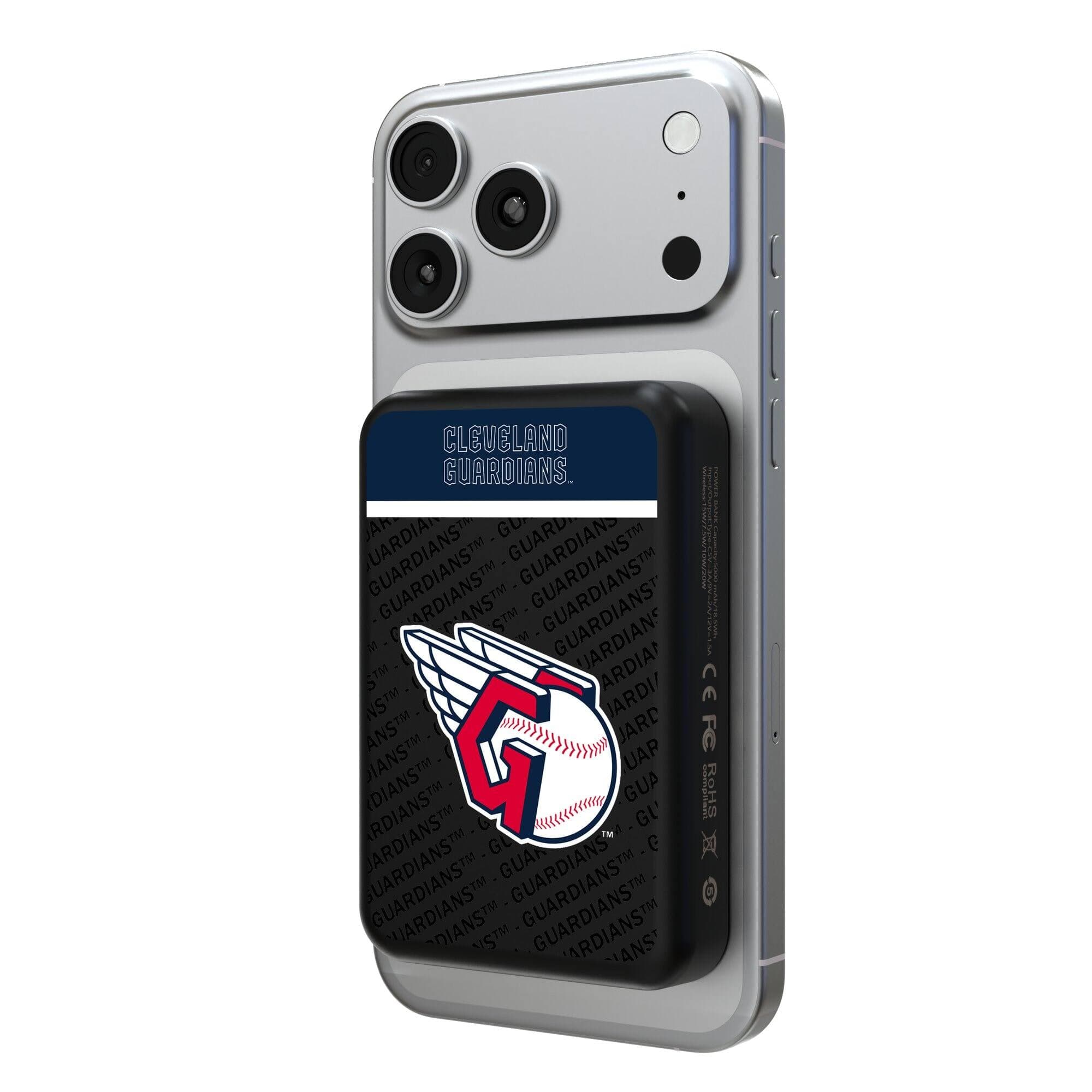 Keyscaper - Cleveland Guardians 5000mAh Wireless Magnetic Power Bank - Multicolor