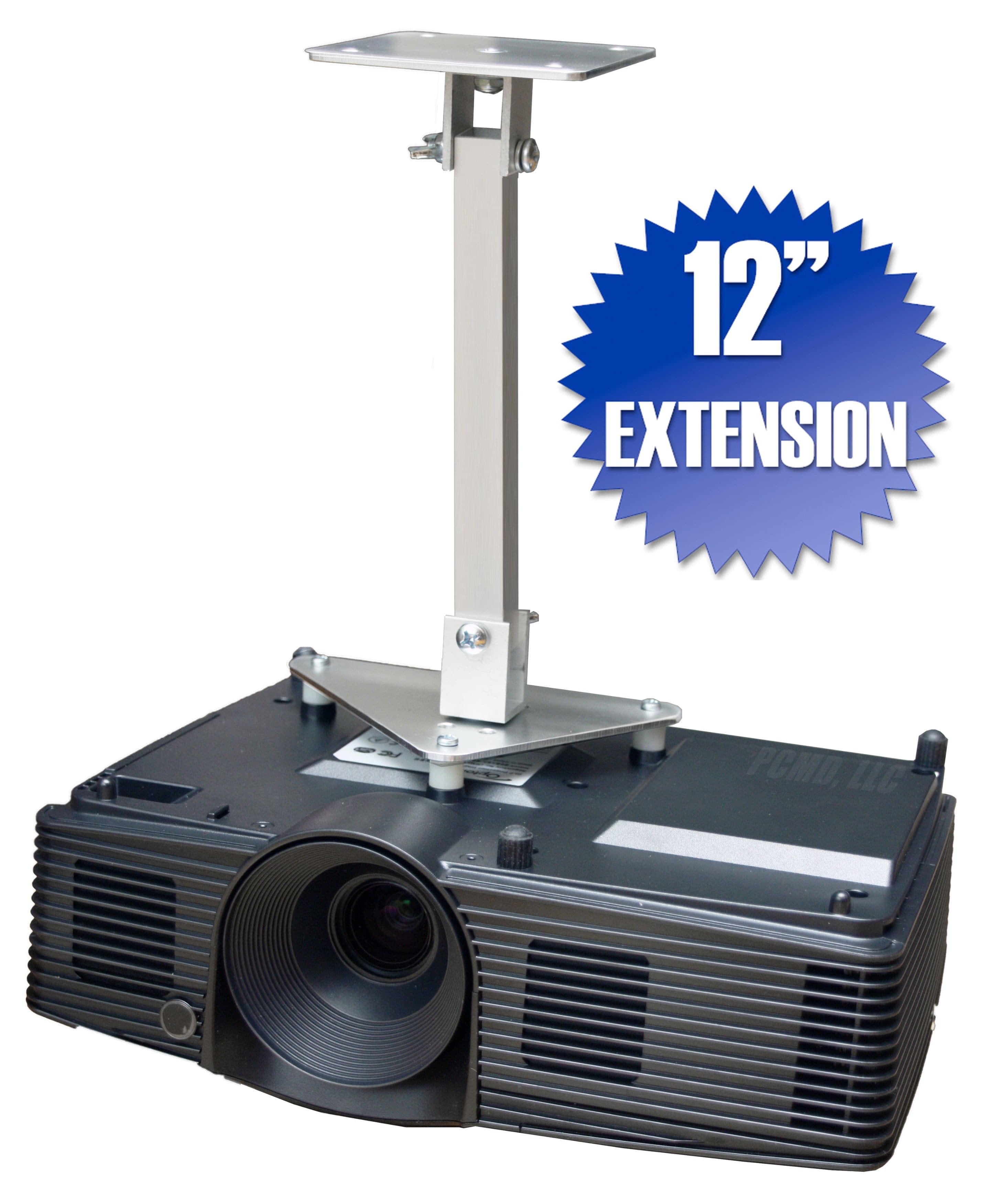 PCMD, LLC - Projector Ceiling Mount Compatible with Epson PowerLite Pro G6550WU G6550WUNL G6570WU (12-Inch Extension) - Aluminum