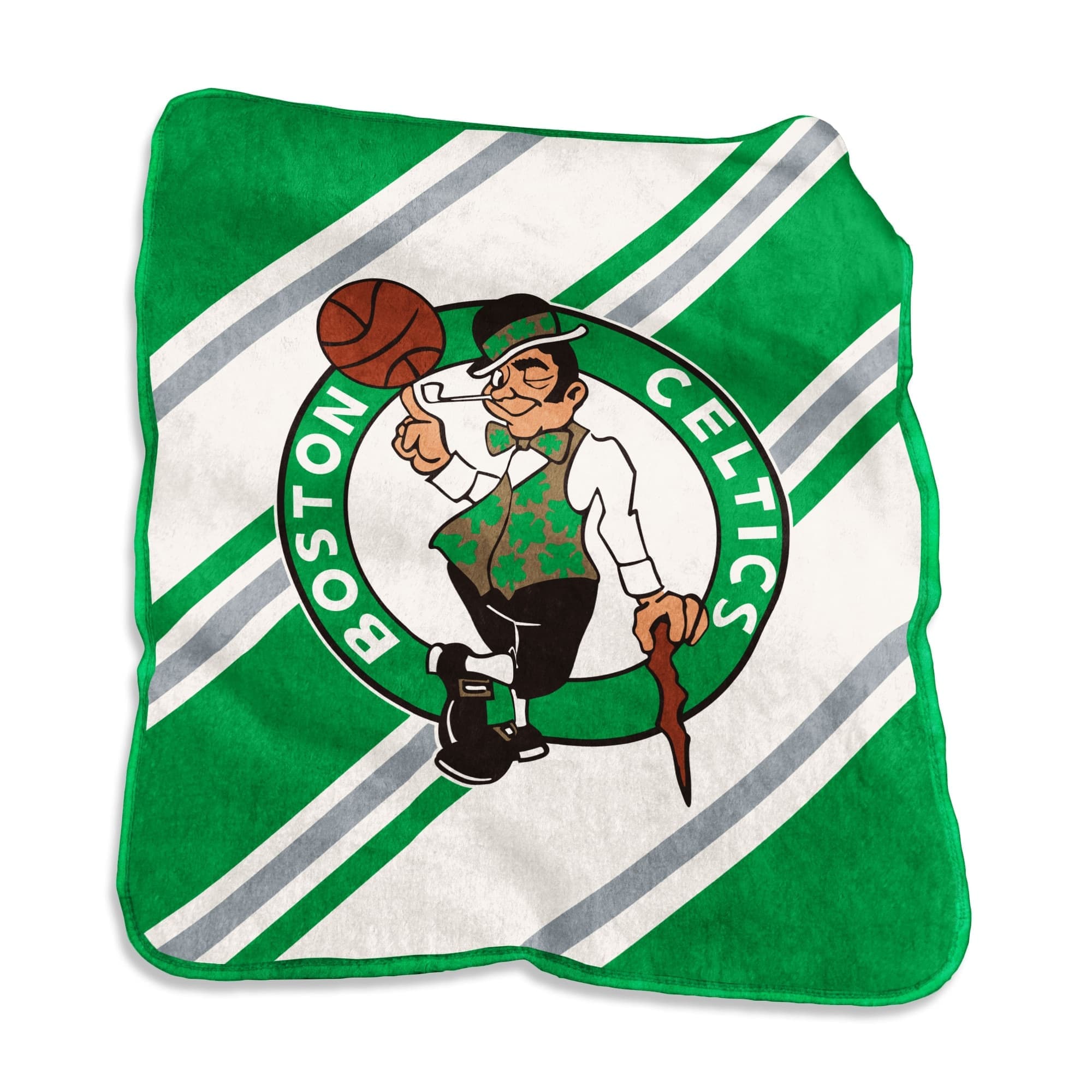 Logo Brands - Boston Celtics 50" x 60" Raschel Stripe Throw Blanket - Multicolor