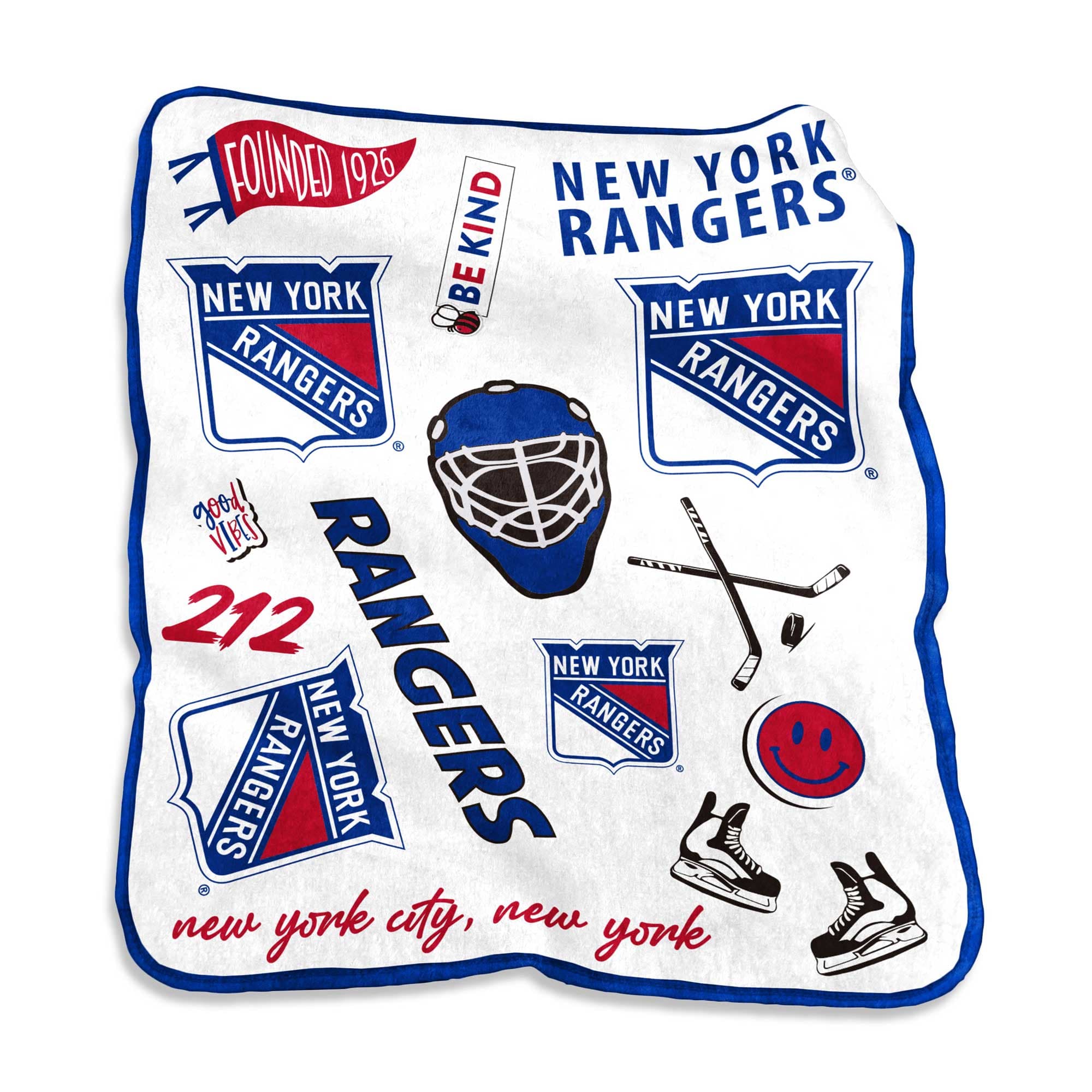 Logo Brands - New York Rangers 50'' x 60'' Native Raschel Plush Throw Blanket - Multicolor