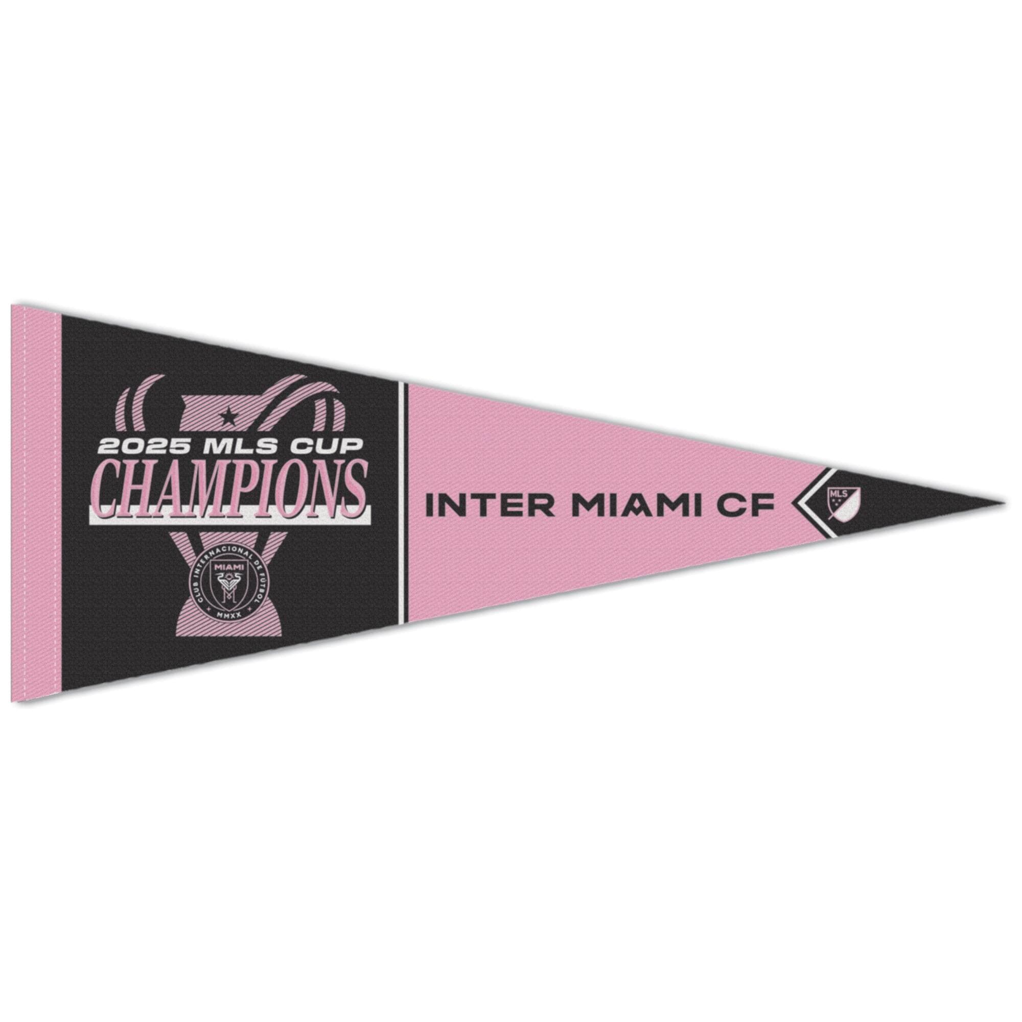 WinCraft - Inter Miami CF 2025 MLS Cup Champions Locker Room 12" x 30" Celebration Premium Pennant - Multicolor