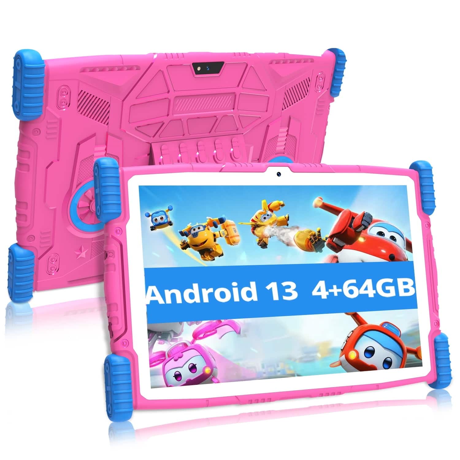 FEONAL - 10.1 Inch Kids Tablet with Parental Control , 64GB ROM Android 13 Tablet for Child, Dual Camera, Android Tablet - Pink