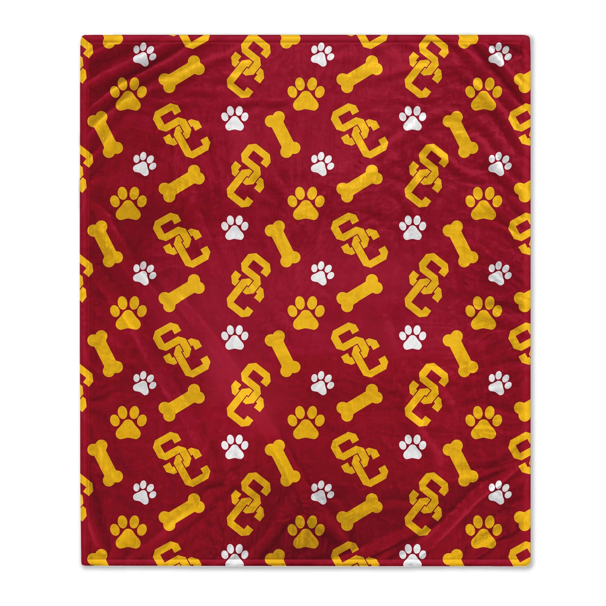 Pegasus - USC Trojans 40" x 50" Lightweight Bones Flannel Fleece Pet Blanket - Maroon