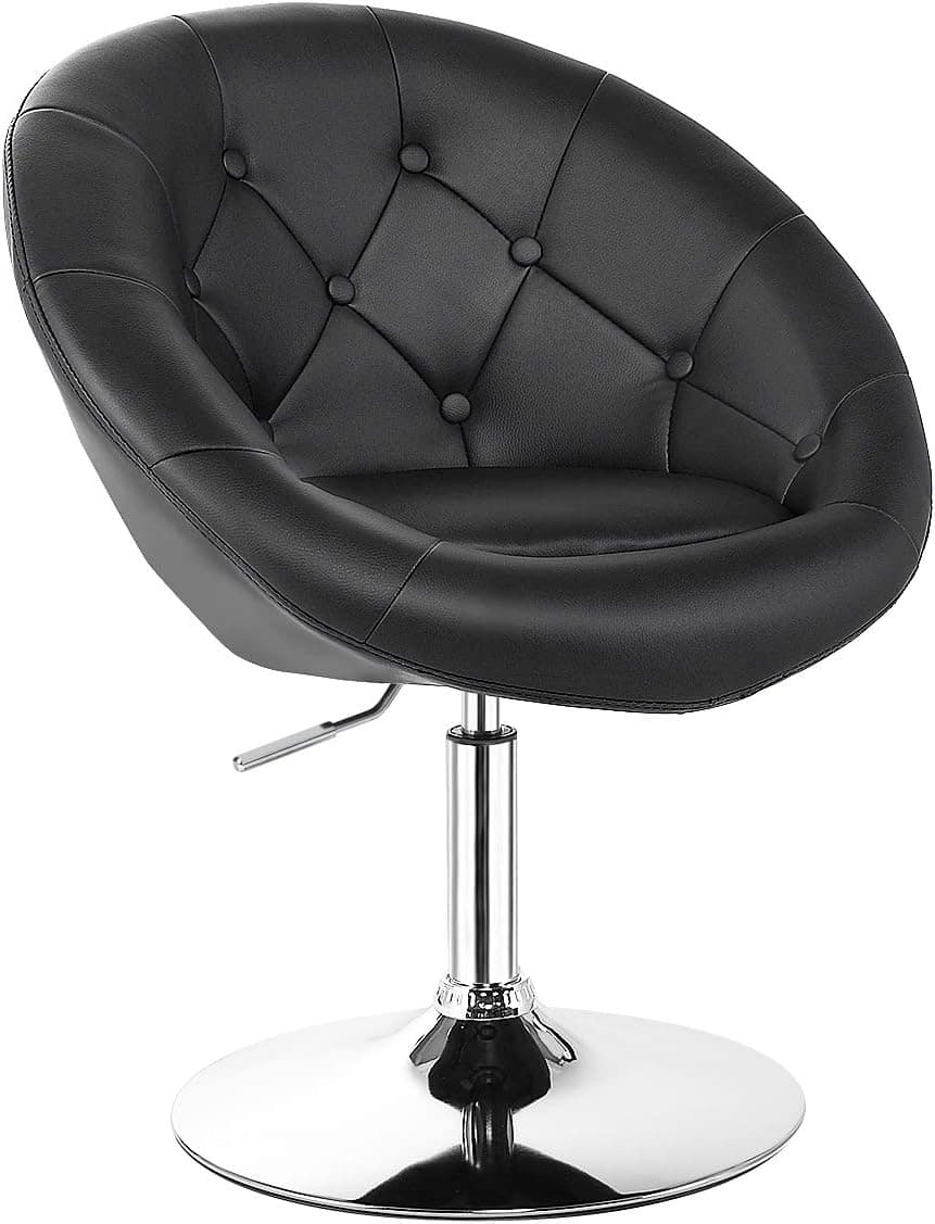 Ecooso - Office Chair Modern Adjustable Swivel Round Tufted Task Chair with Upholstered Seat - Black
