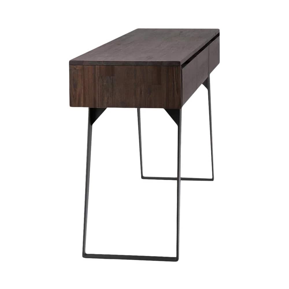 Simpli Home - Lowry SOLID ACACIA WOOD and Metal 60 inch Wide Modern Industrial Console Sofa Table - Distressed Charcoal Brown
