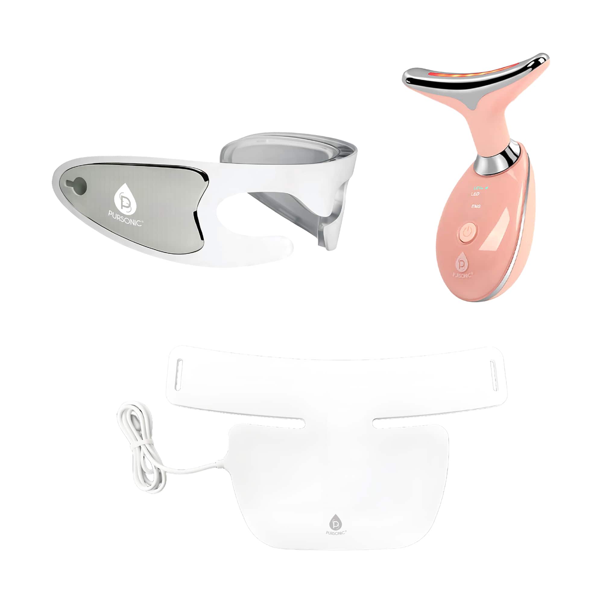 Pursonic - Total LED Light Therapy System: Eye Mask, Multi-Function Device & Neck Plate