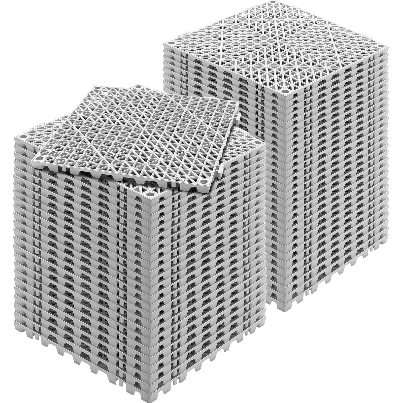 VEVOR - Interlocking Tile 55PCS Grey, Drainage Tiles 12" x 12"x 0.6 Splicing, Soft PVC Interlocking Floor Tiles - Gray