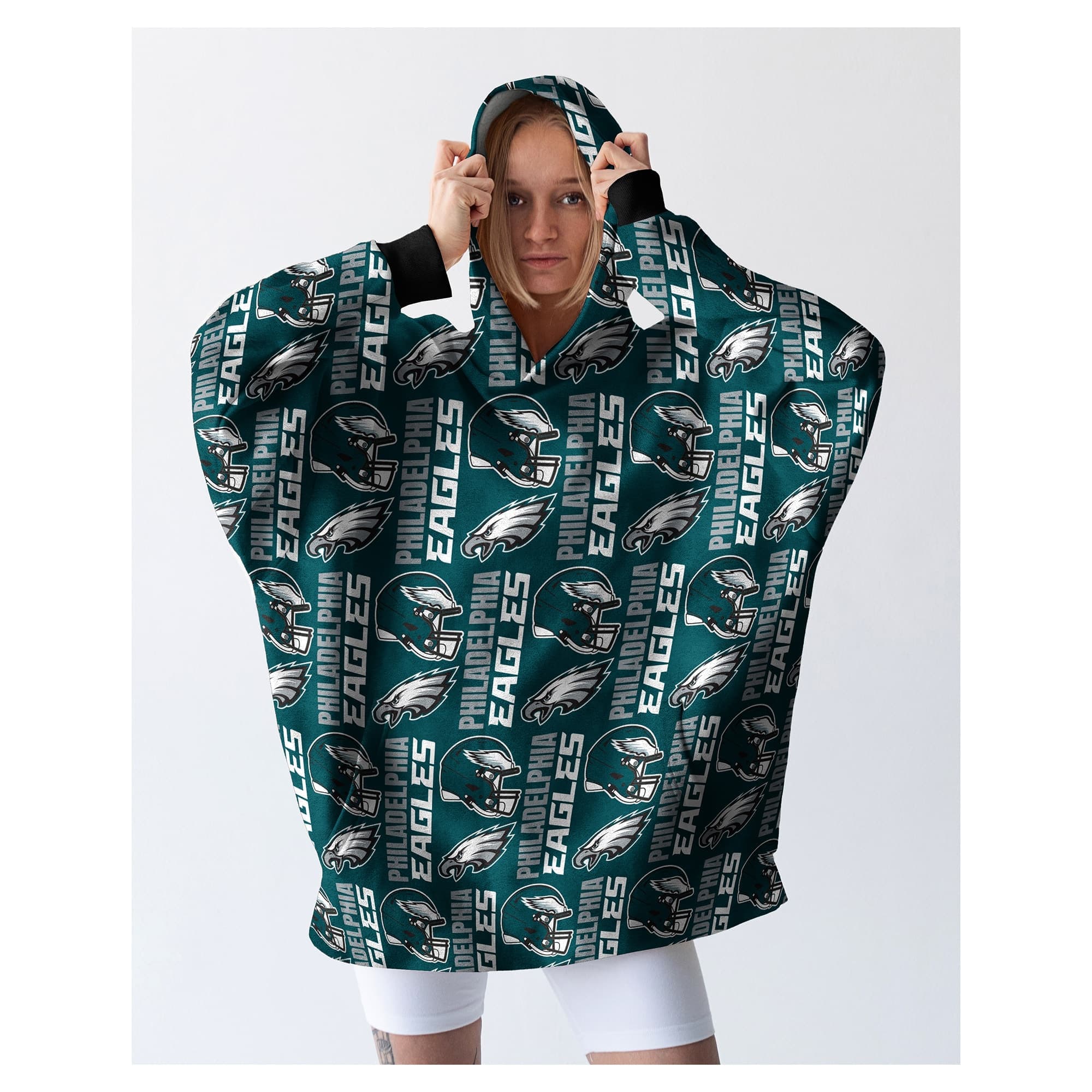 Pegasus - Philadelphia Eagles Homefield Repeat Logo Wearable Hooded Blanket - Multicolor