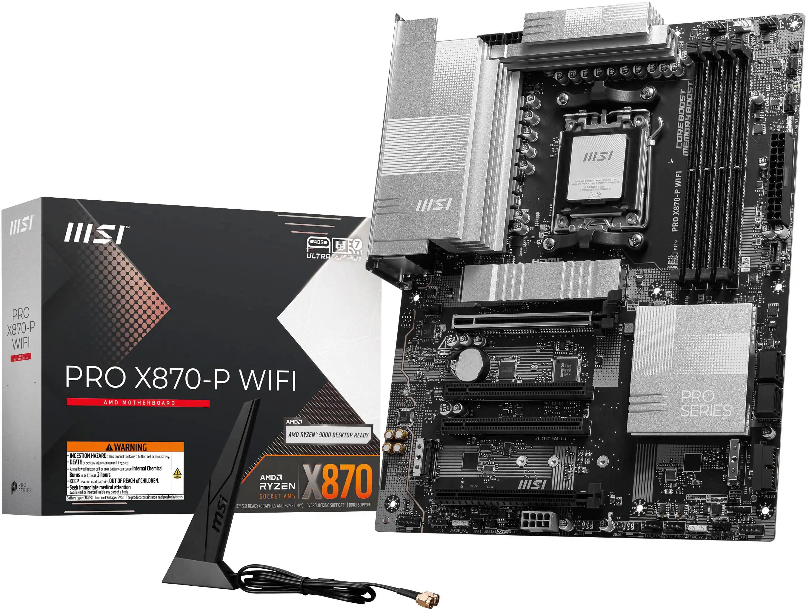 MSI - PRO X870-P WIFI (Socket AM5) AMD X870 ATX DDR5 Wi-Fi 7 Motherboard - Black