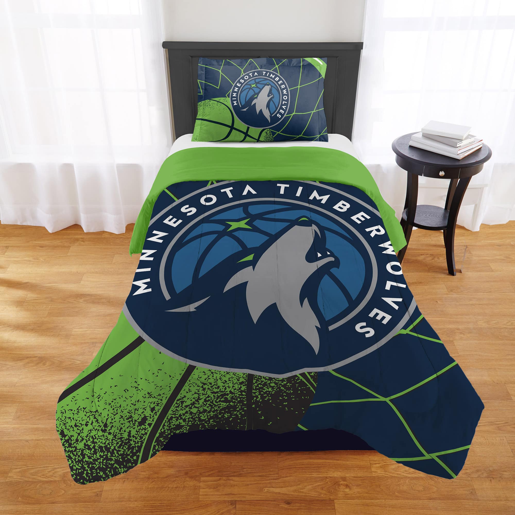 Sweet Home Collection - NBA Minnesota Timberwolves Comforter & Pillow Sham Set- Twin/Twin XL - Multicolored