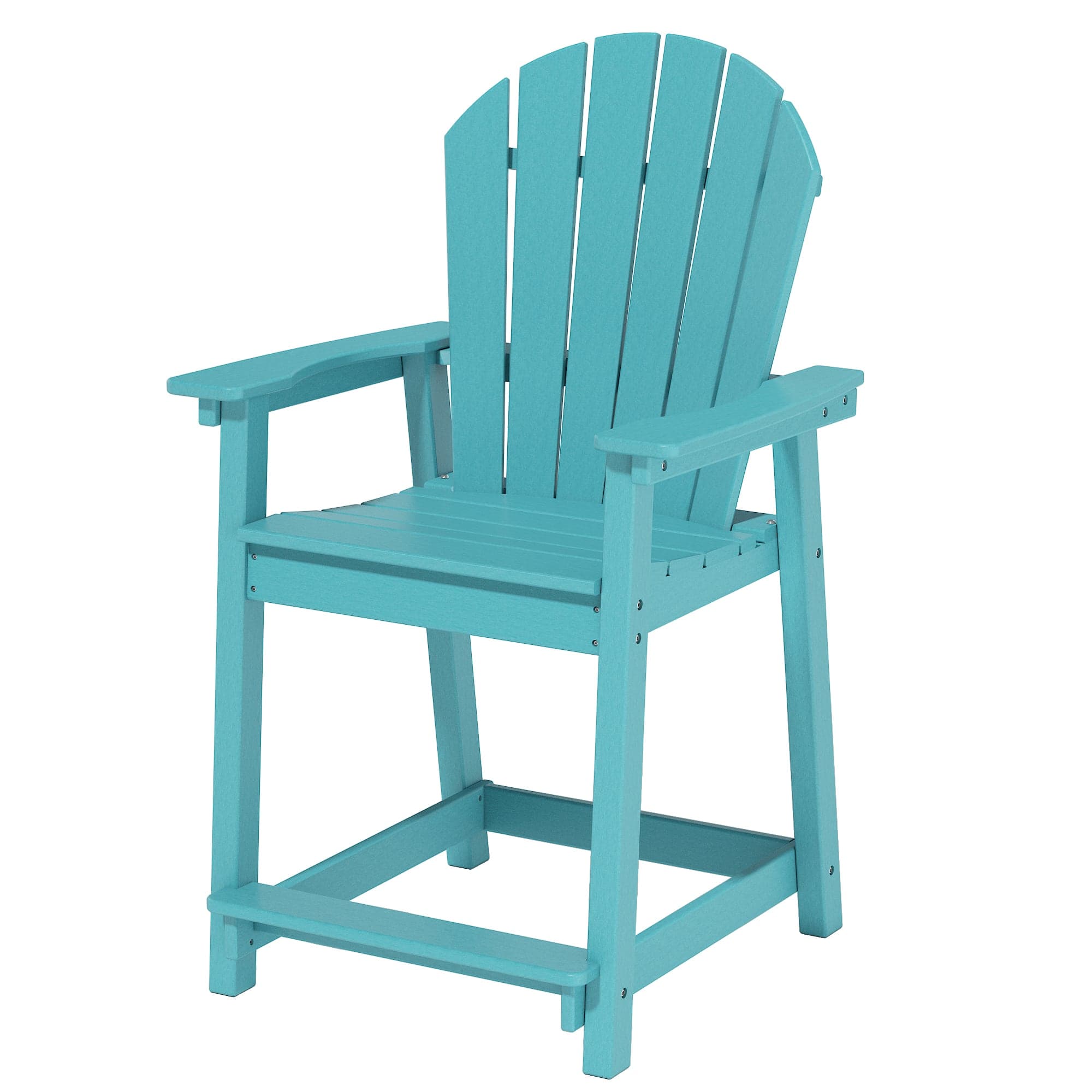 Decksplore - Bar Stool Green HDPE Plastic Adirondack Chairs Outdoor Patio Tall Chair Armrest Footrest All Weather - Lake blue