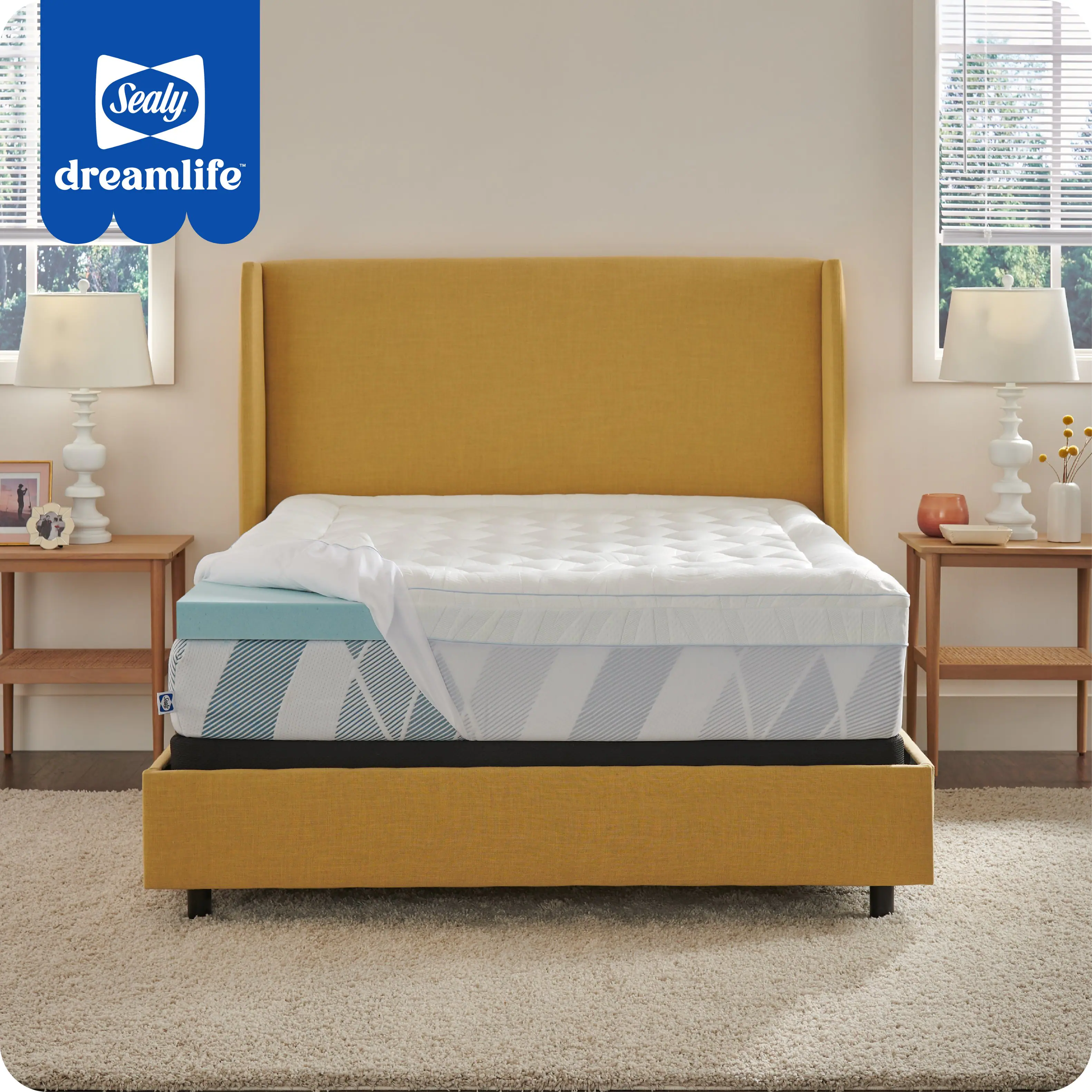 Sealy - Dreamlife 3" Gel Memory Foam Mattress Topper + 1" Quilted Cooling Cover, Twin XL - Blue