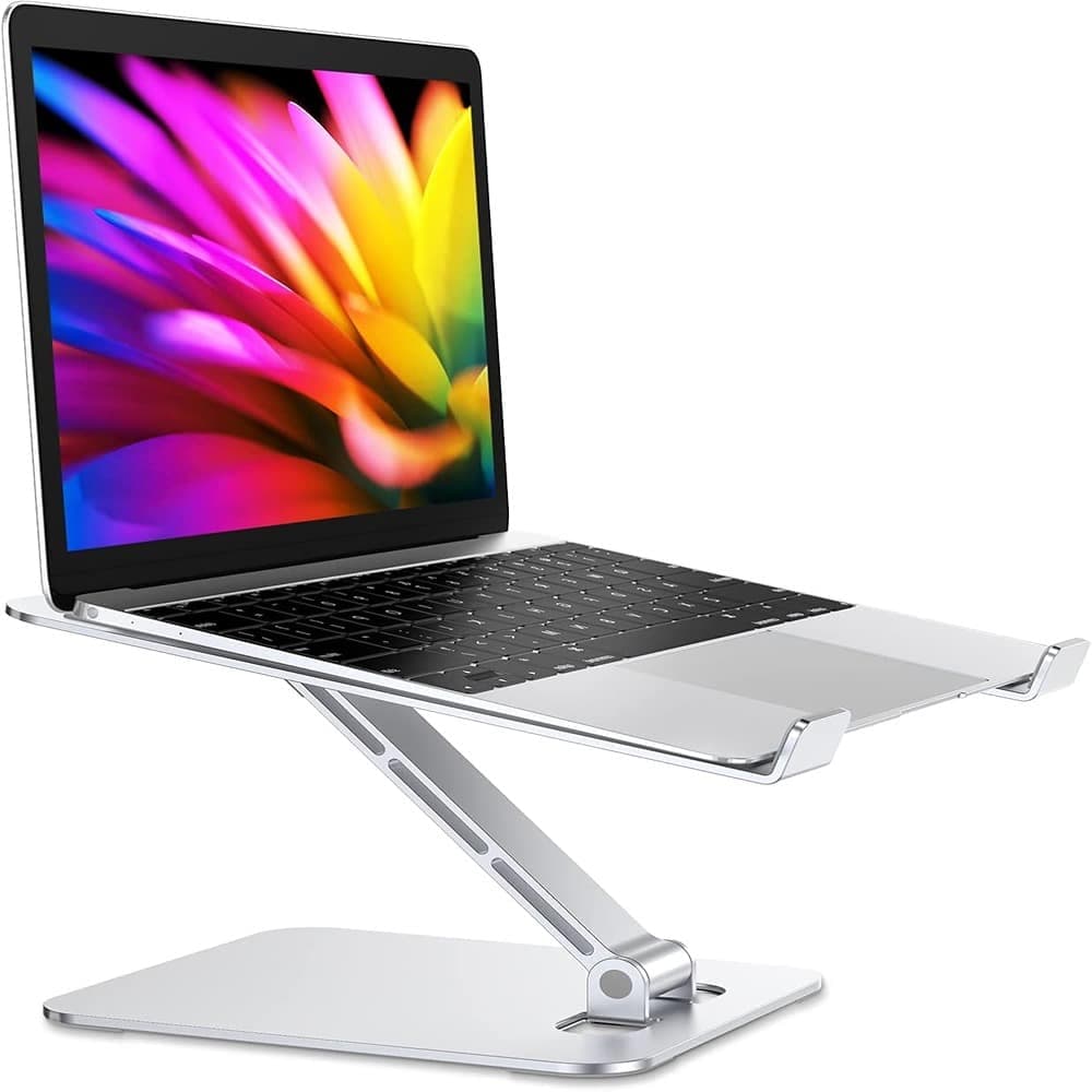 ACJPR - Foldable Laptop Stand, Height Adjustable Ergonomic Aluminum Riser - Silver