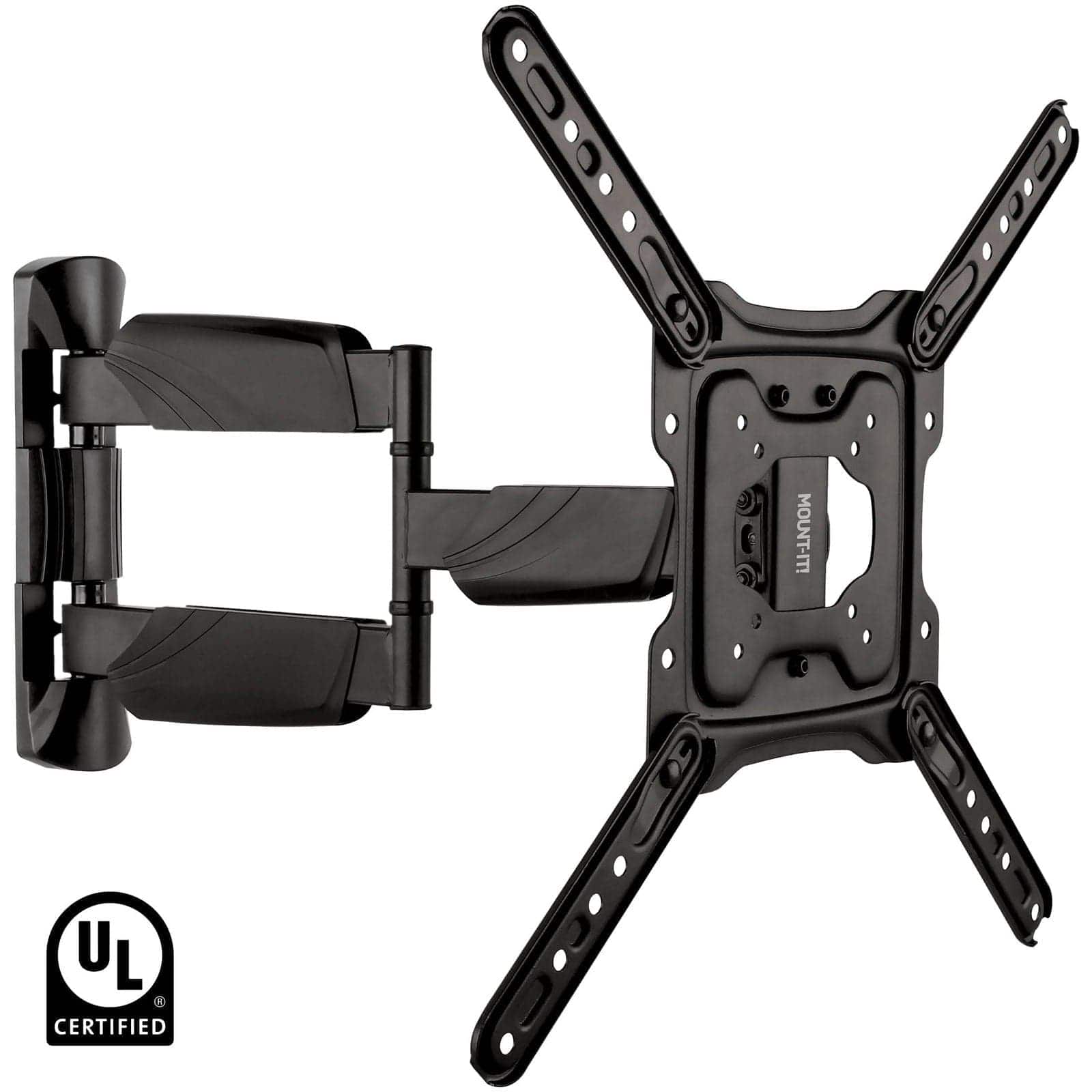 Mount-It! - UL-Certified Full Motion TV Wall Mount 32-55" (Up to 77 lb) - Tilt, Swivel, 20" Extension - Black