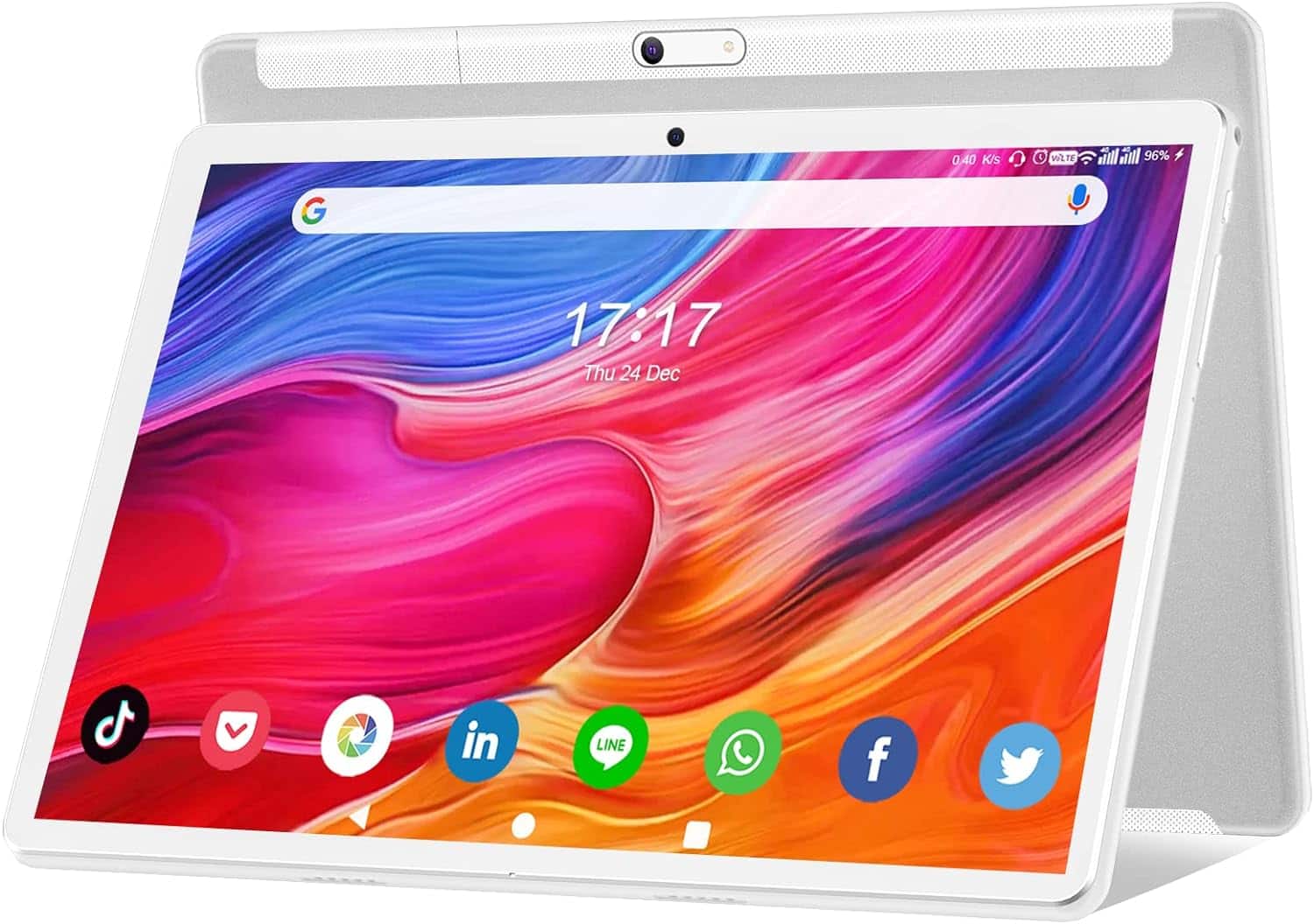 FEONAL - Tablet 10.1 inch Android Tablet Newest Octa-Core Processor with 64GB Storage, Dual 13MP+5MP Camera, 512GB Expand Support - Silver