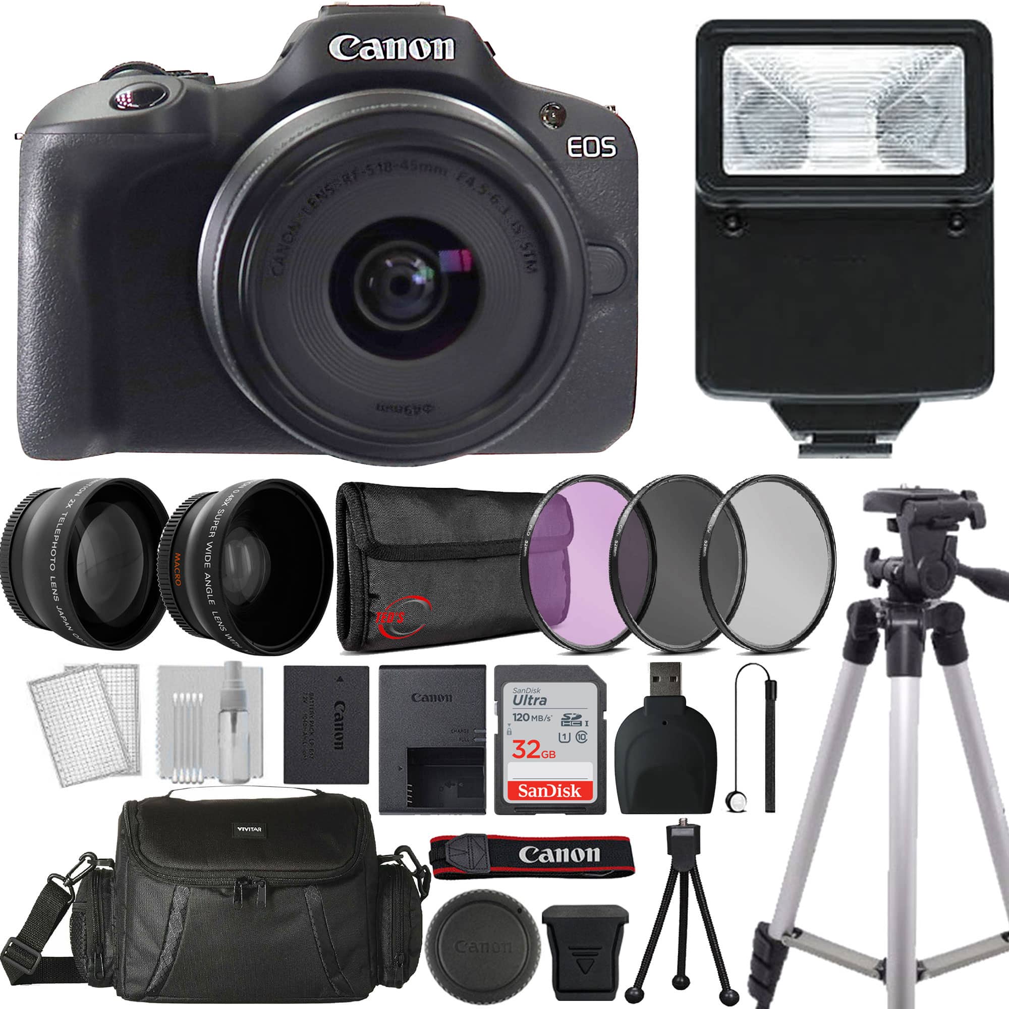 Canon - EOS R100 Mirrorless Camera with RF-S 18-45 Lens Professional Accessory Kit