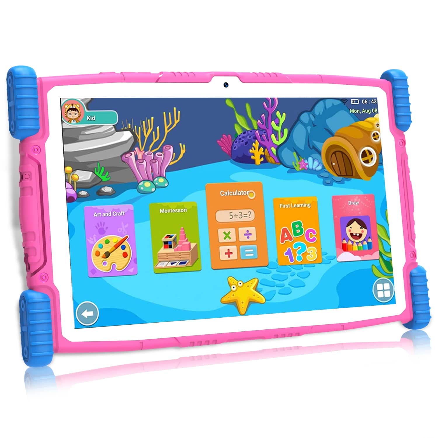 FEONAL - 10.1" Android 13 Kids Tablet, 4GB RAM, 64GB Storage, Quad-Core 1.6GHz, Kid-Proof Case with Kickstand - Pink