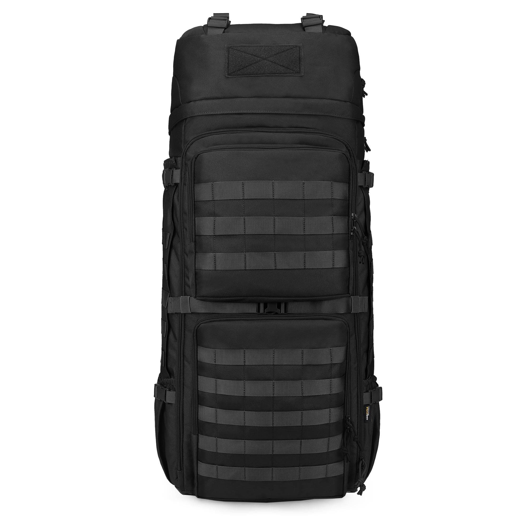 Stamp n Camp - 75l Internal Frame Backpack For Men Cordura With Recco Snowboarding Hiking Camping - Black