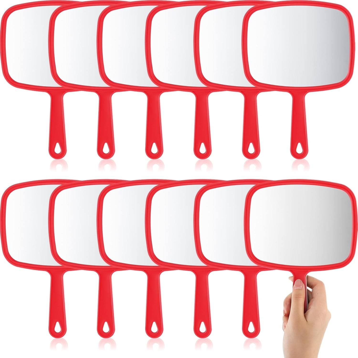 Stamp n Camp - Geetery 12 Pcs Hand Held Mirrors with Handles Makeup Bulk Wall Mount for Women Cosmetic Bathroom Home Barber Salon 6.69 - Red-12