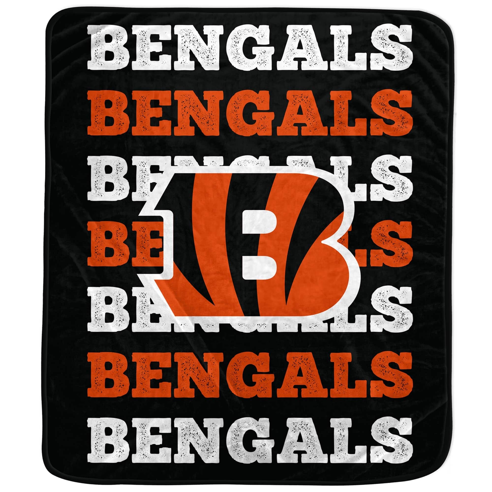 Pegasus - Cincinnati Bengals 60'' x 70'' Logo Wordmark Plush Blanket - Multicolor