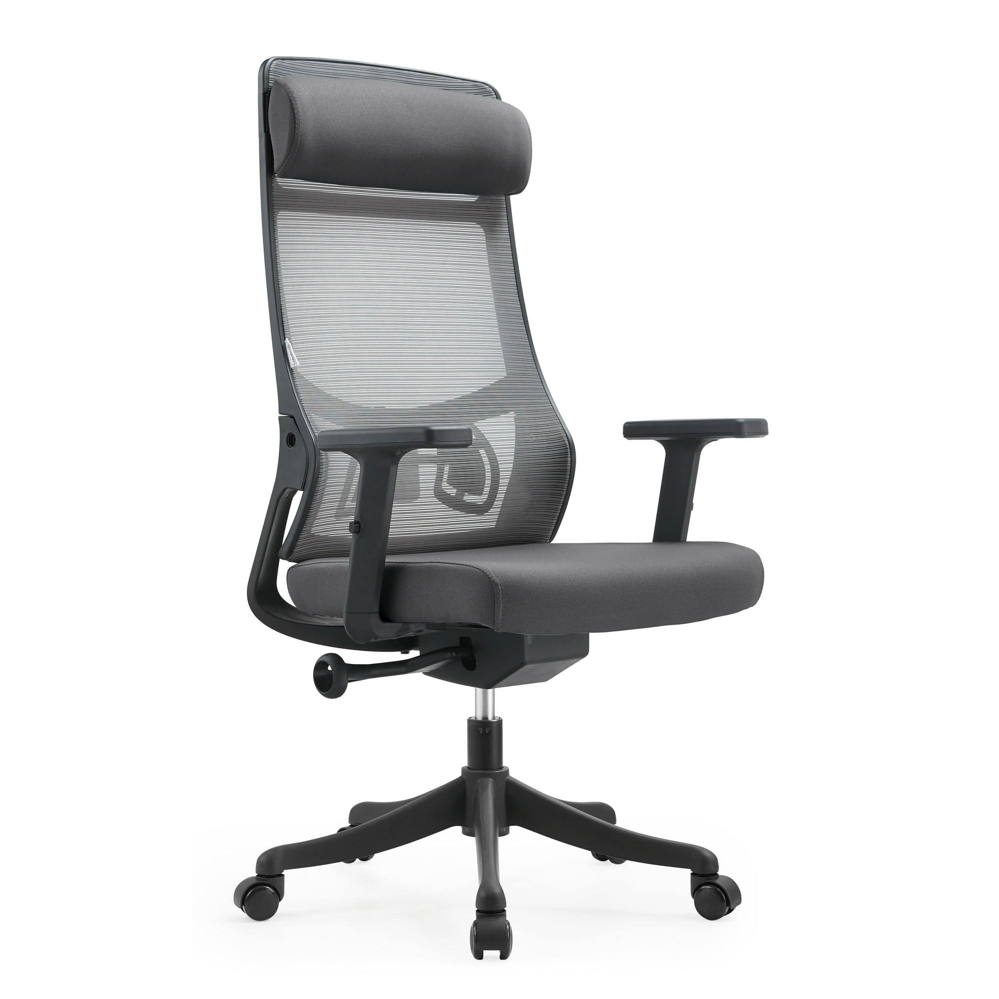 LeisureMod - Dale Ergonomic Office Chair with Mesh Back, Lumbar Support, Swivel, Adjustable Height, Wheels, and Armrests - Gray