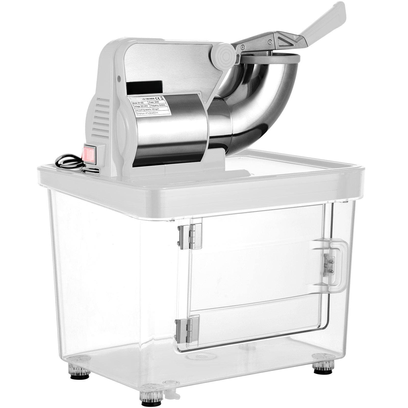 Glintex - Commercial Ice Crusher, 440LBS/H 300W Electric Snow Cone Machine with Dual Blades and PC Storage Box, ETL Approved - Natural