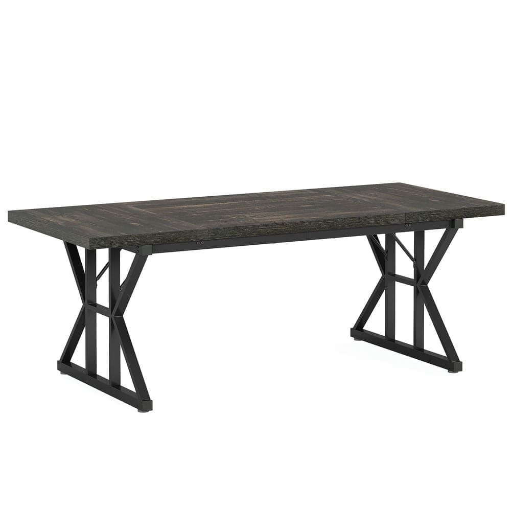 Kadyn - Study Writing Desk, Computer Desk,6FT Conference Table, Rectangle Meeting Room Table Executive Desk, Oak - Black