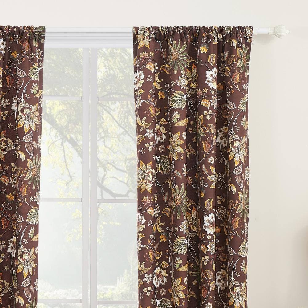 Barefoot Bungalow - Chic Boho Audrey Curtain Panel Set - 84x84 inches - Chocolate