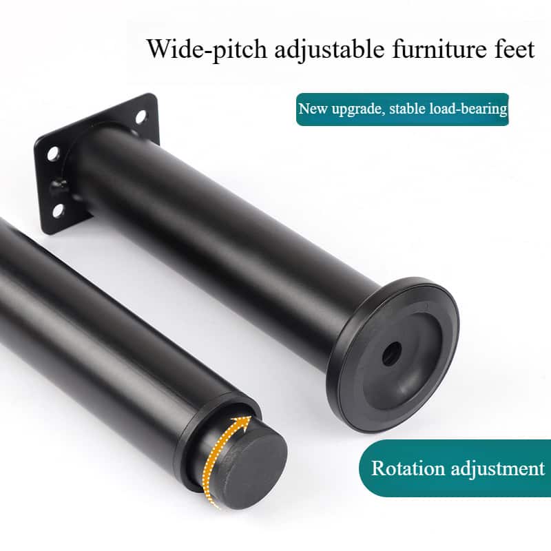 Auledio - Metal furniture legs, 12-18 cm adjustable furniture support legs, suitable for sofas, tables, chairs and cabinets - Black