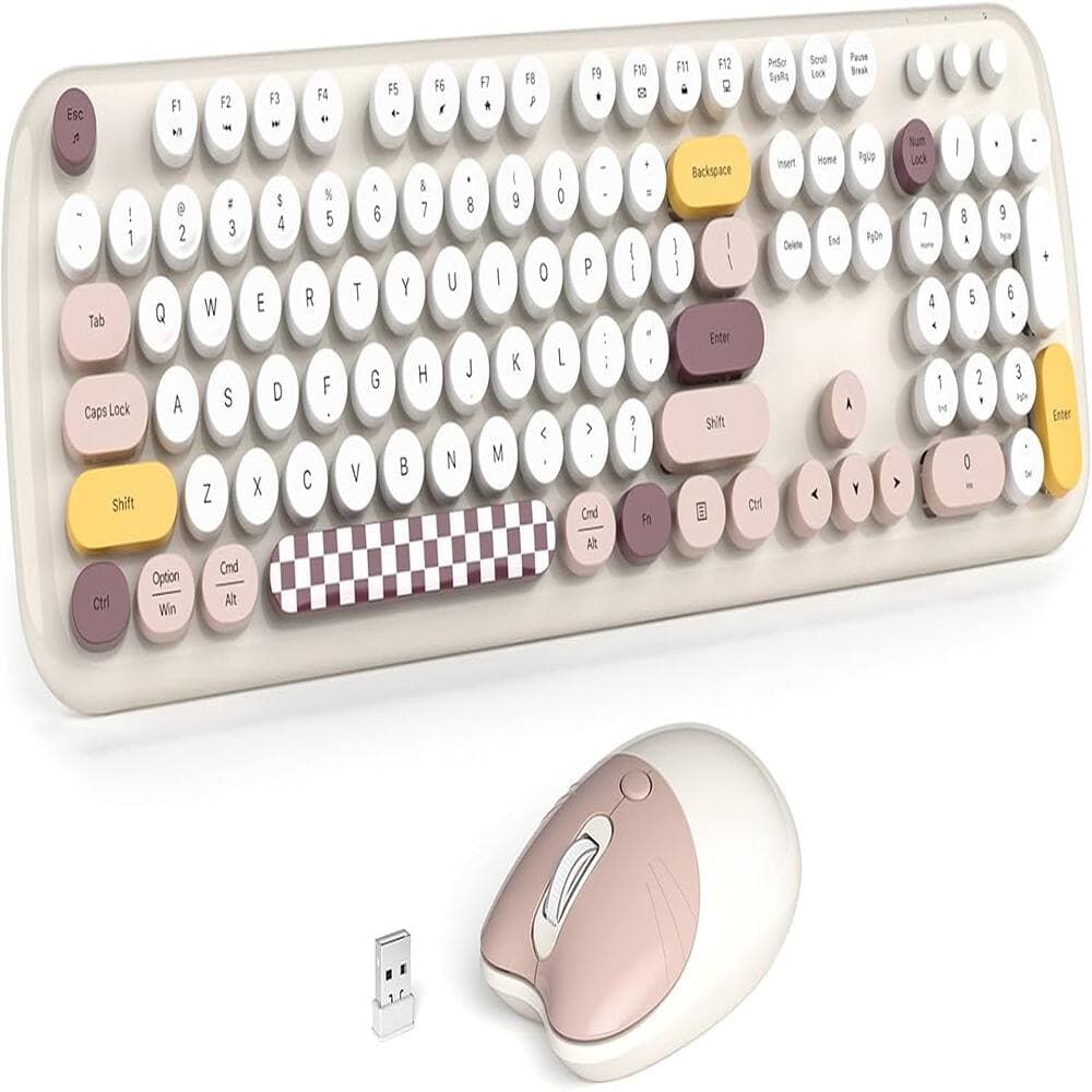 MOSZAR LLC - Wireless Keyboard and Mouse Combo for Windows, MOWUX 2.4G Full-Sized External - White