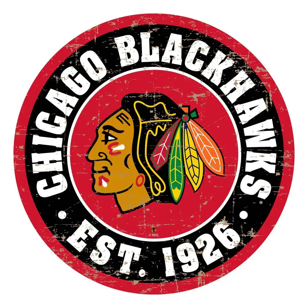 Mustang Drinkware - Chicago Blackhawks 22'' Vintage Wall Sign - Multicolor