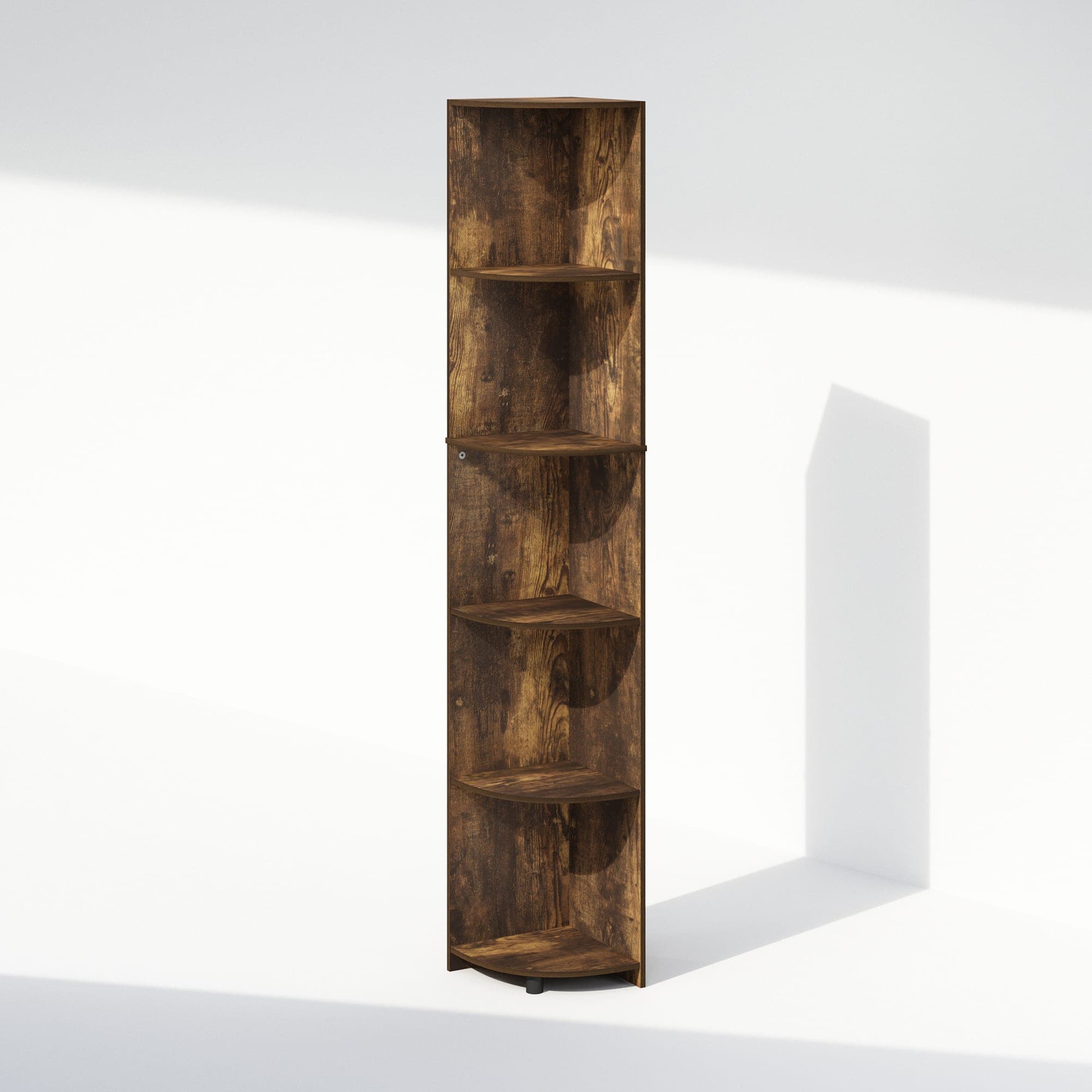 Furinno - Basic 5-Tier Corner Multipurpose Standing Shelf - Amber Pine