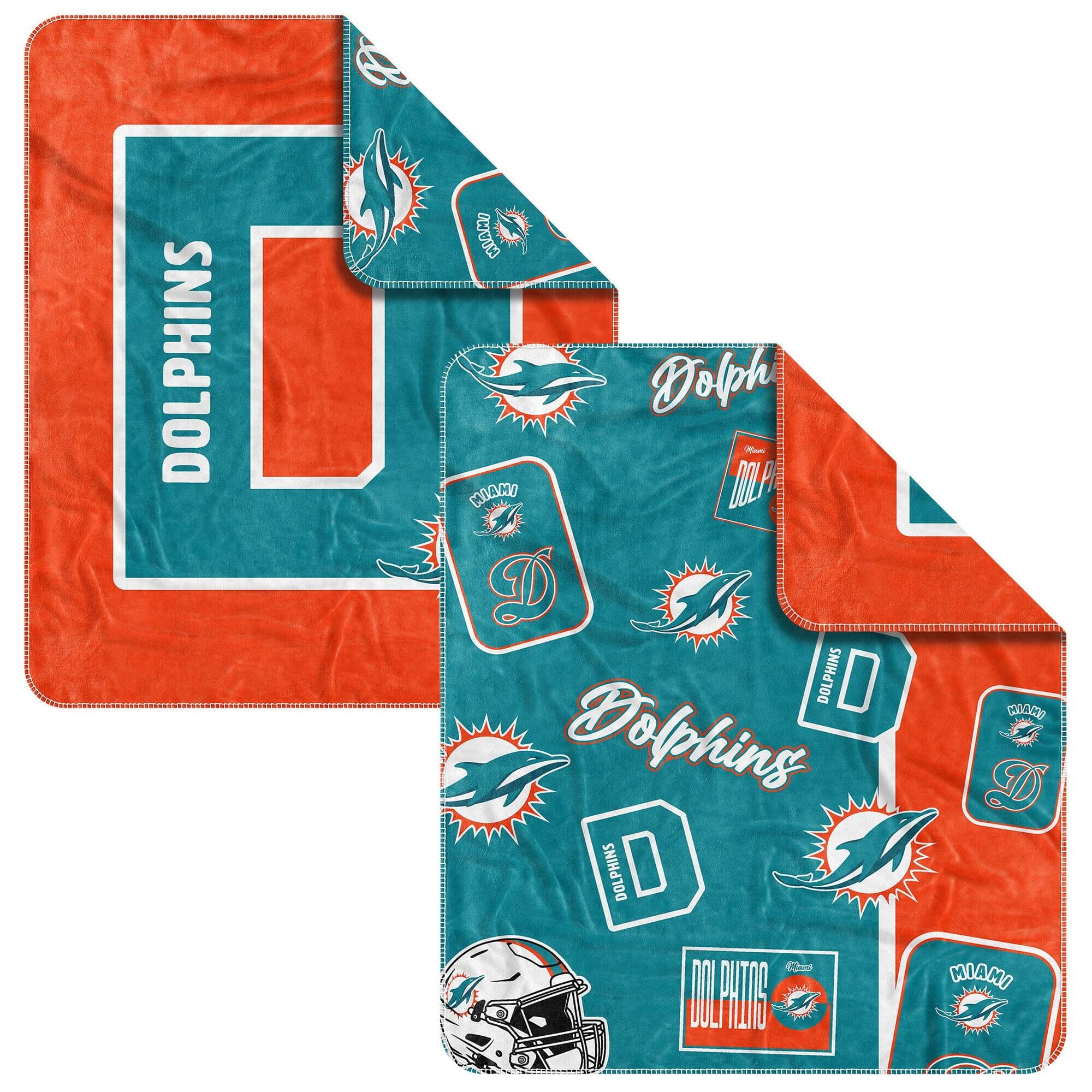 Logo Brands - Miami Dolphins 50- x 60- Dream Weave Throw Blanket - Aqua