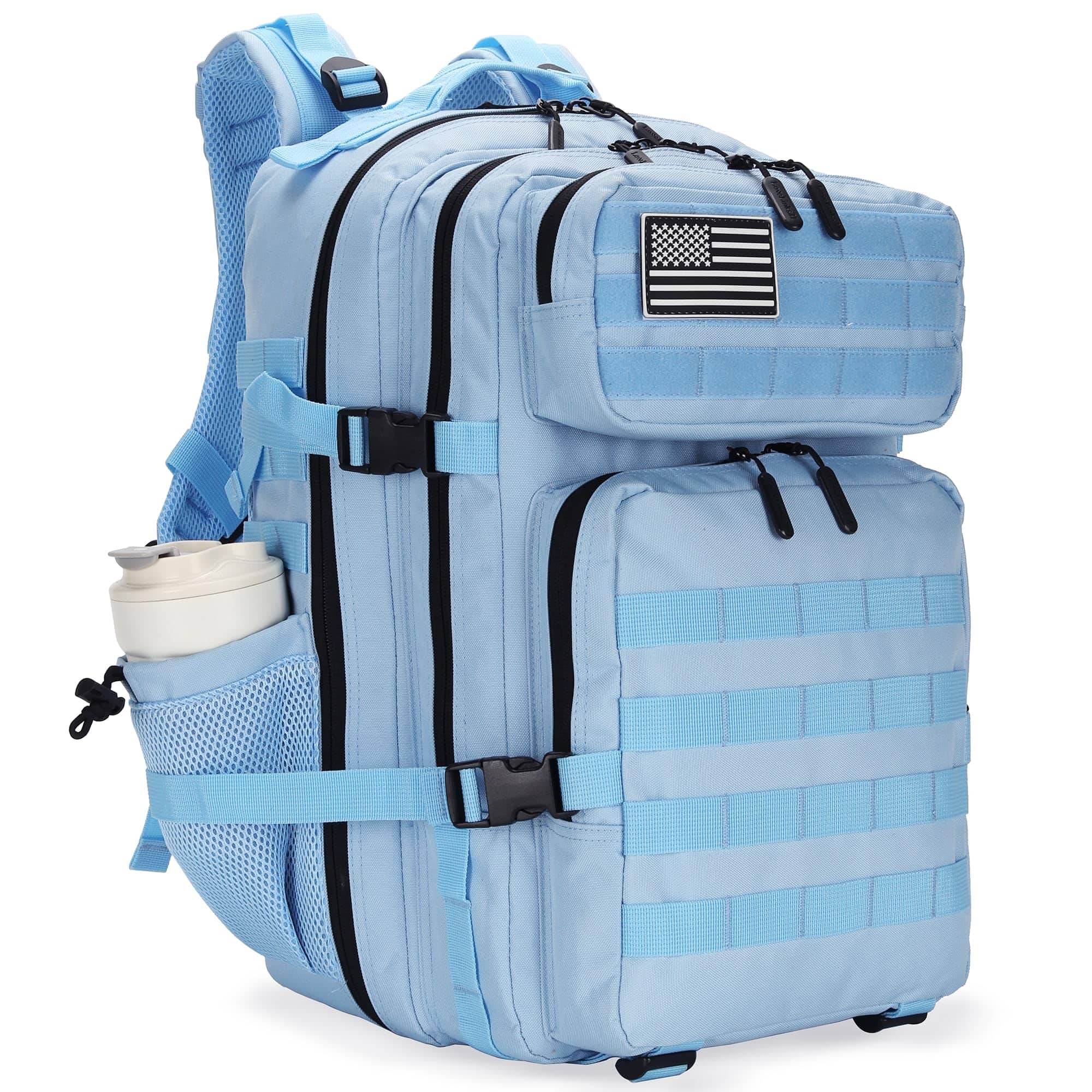 Stamp n Camp - 45l Assault Backpack 3 Day Pack With Molle Waterproof Rucksack For Backpacks (blackwhite Camo) - Light Blue